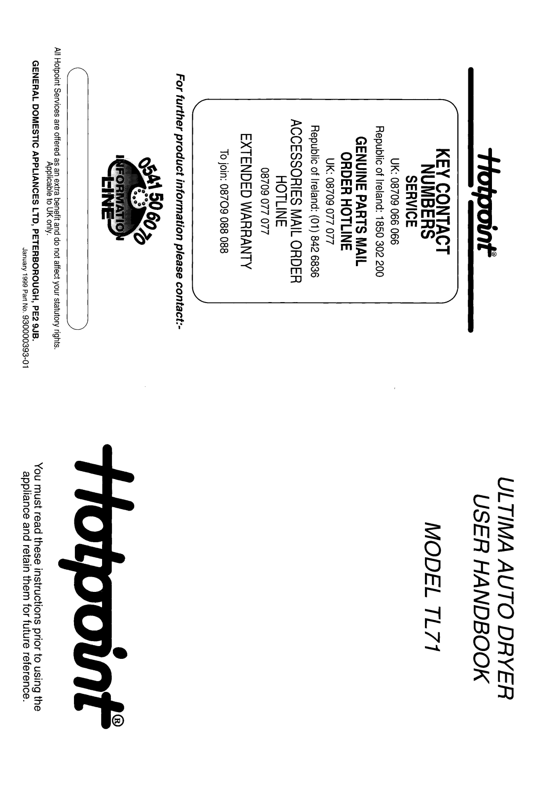 Hotpoint-Ariston HBTL71 User Manual