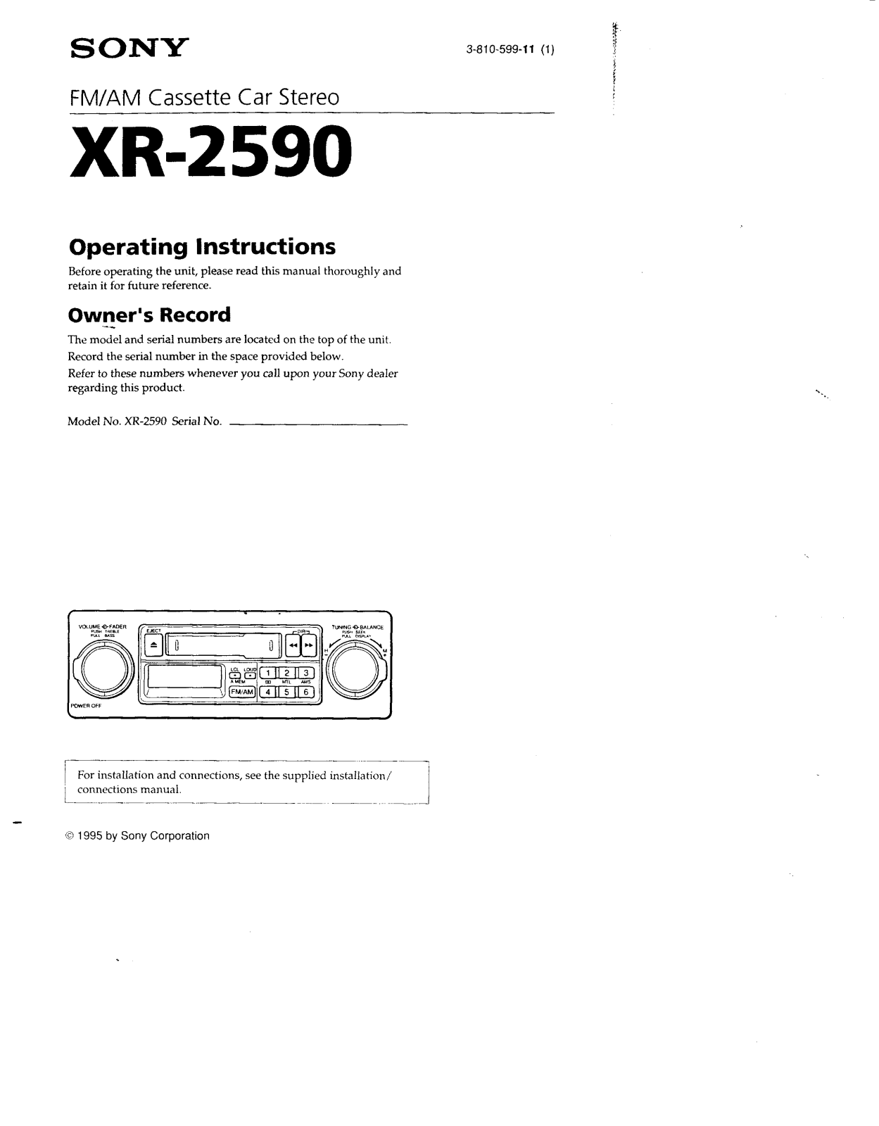 Sony XR-2590 User Manual