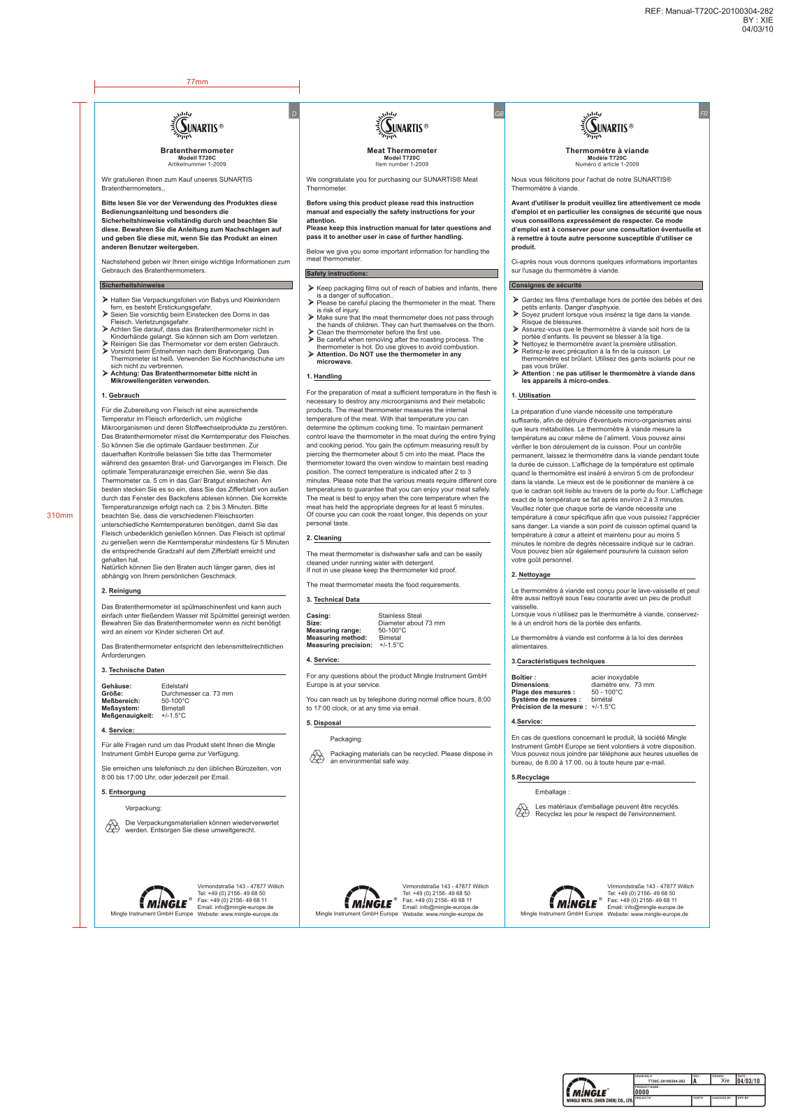 Sunartis T 720C User guide