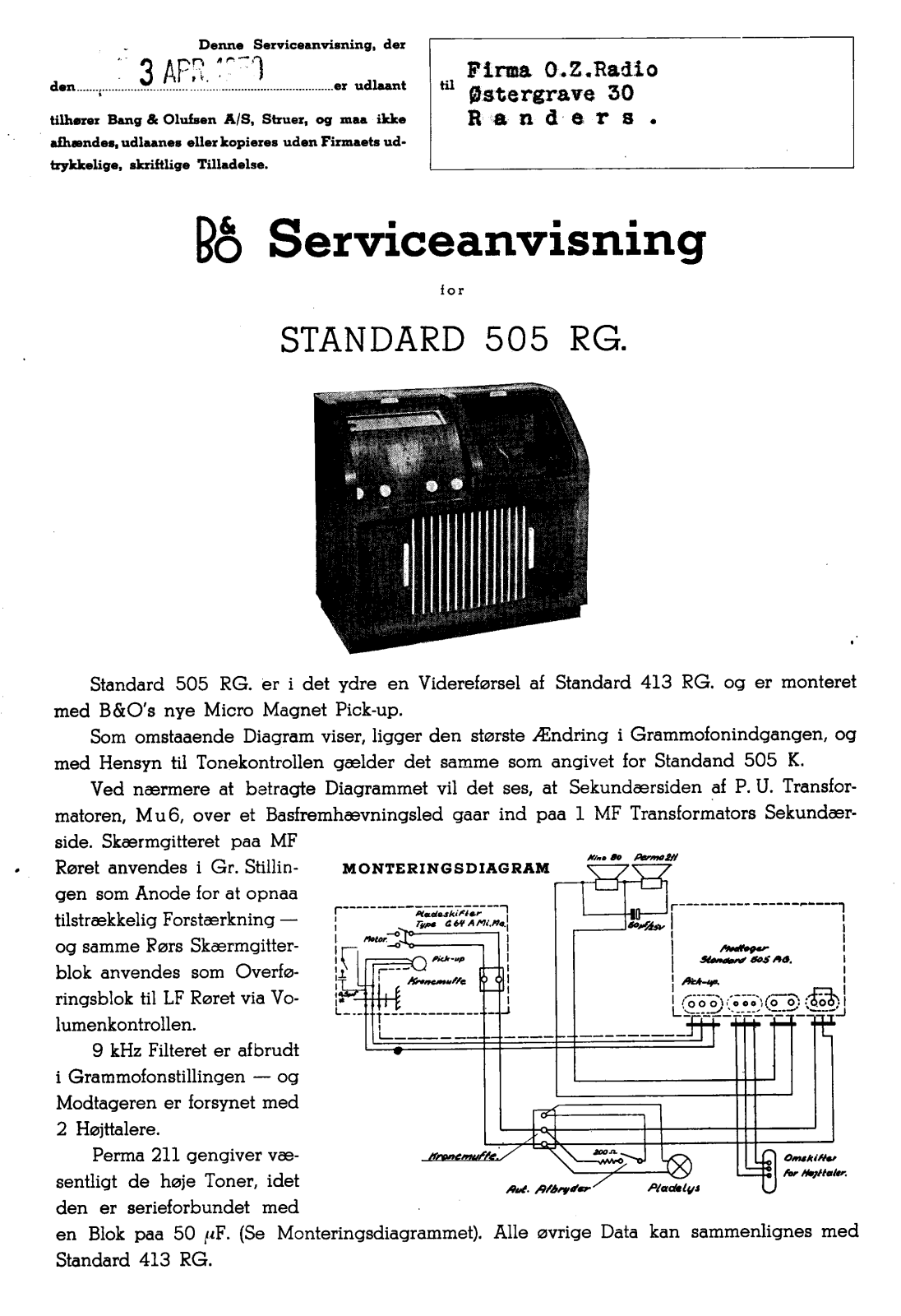 Bang Olufsen STANDARD-505-RG Schematic