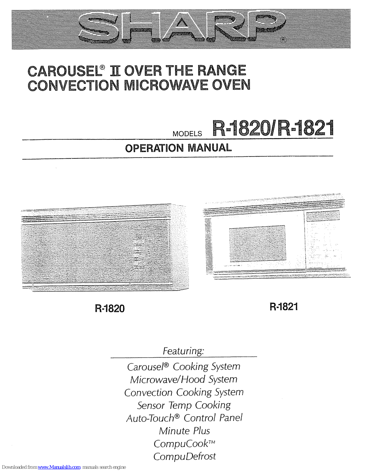 Sharp Carousel II R-1820, Carousel II R-1821 Operation Manual - ManualMachine.com