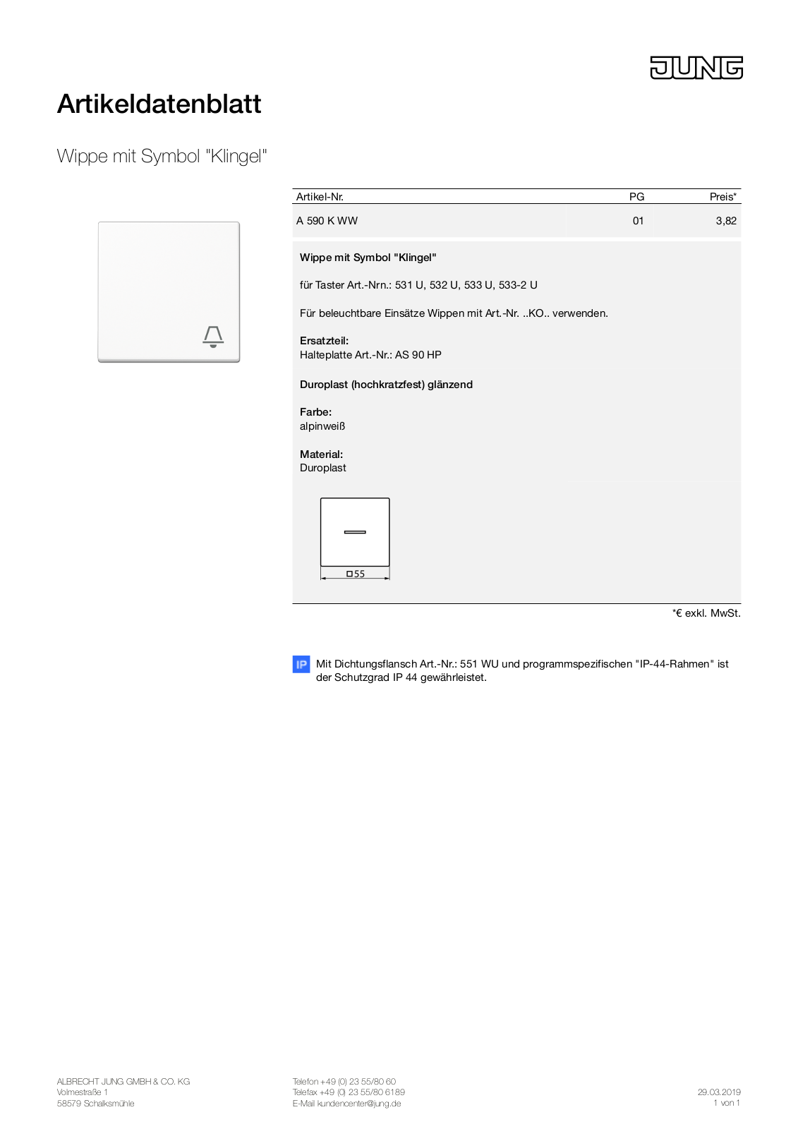 Jung A 590 K WW User Manual