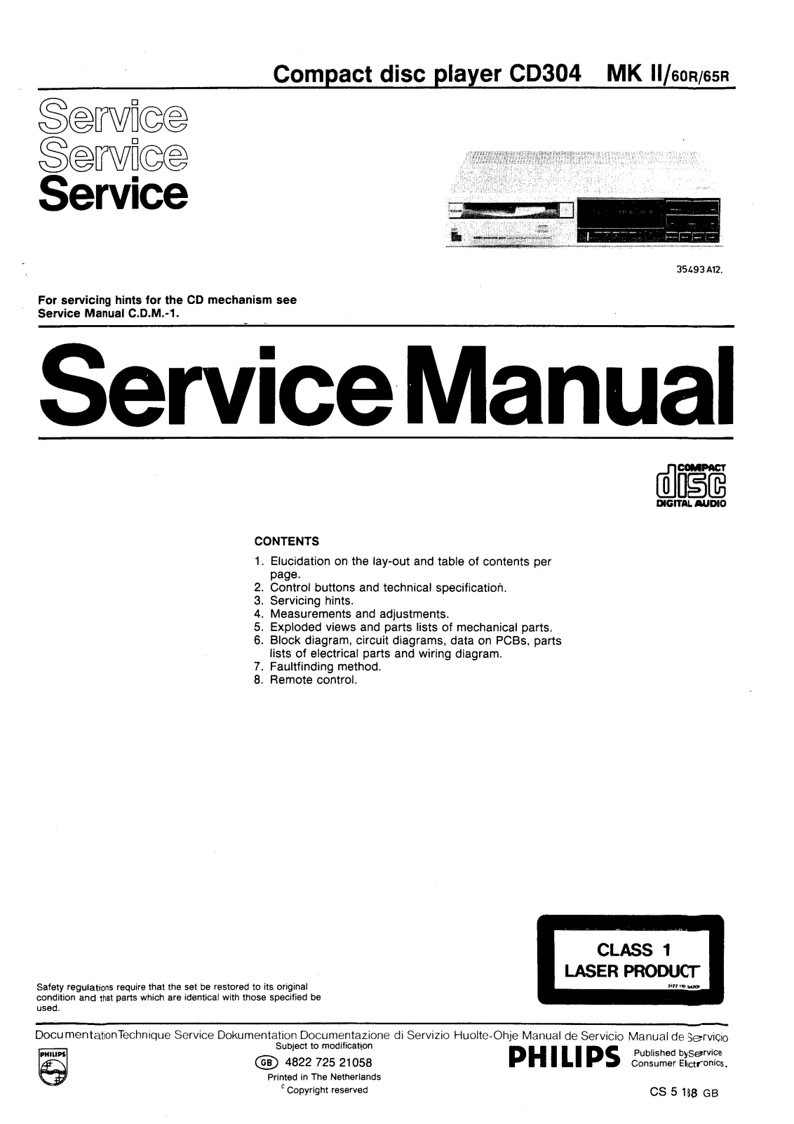 Philips CD-304 Mk2 Service manual