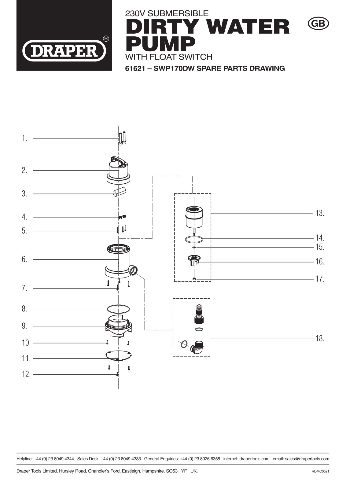 Draper Tools 61621 Parts Listing - ManualMachine.com