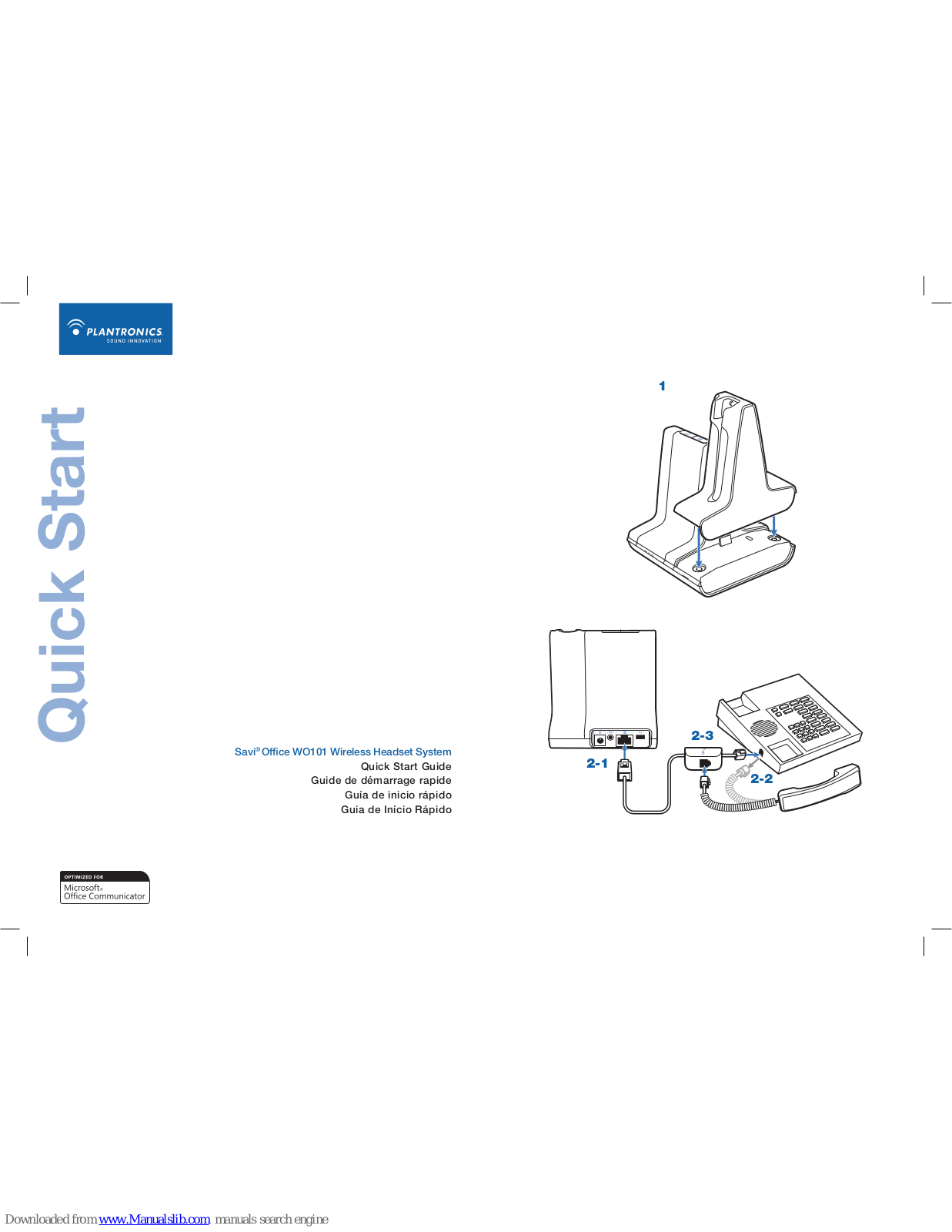 Plantronics Savi Office WO10 Quick Start Manual