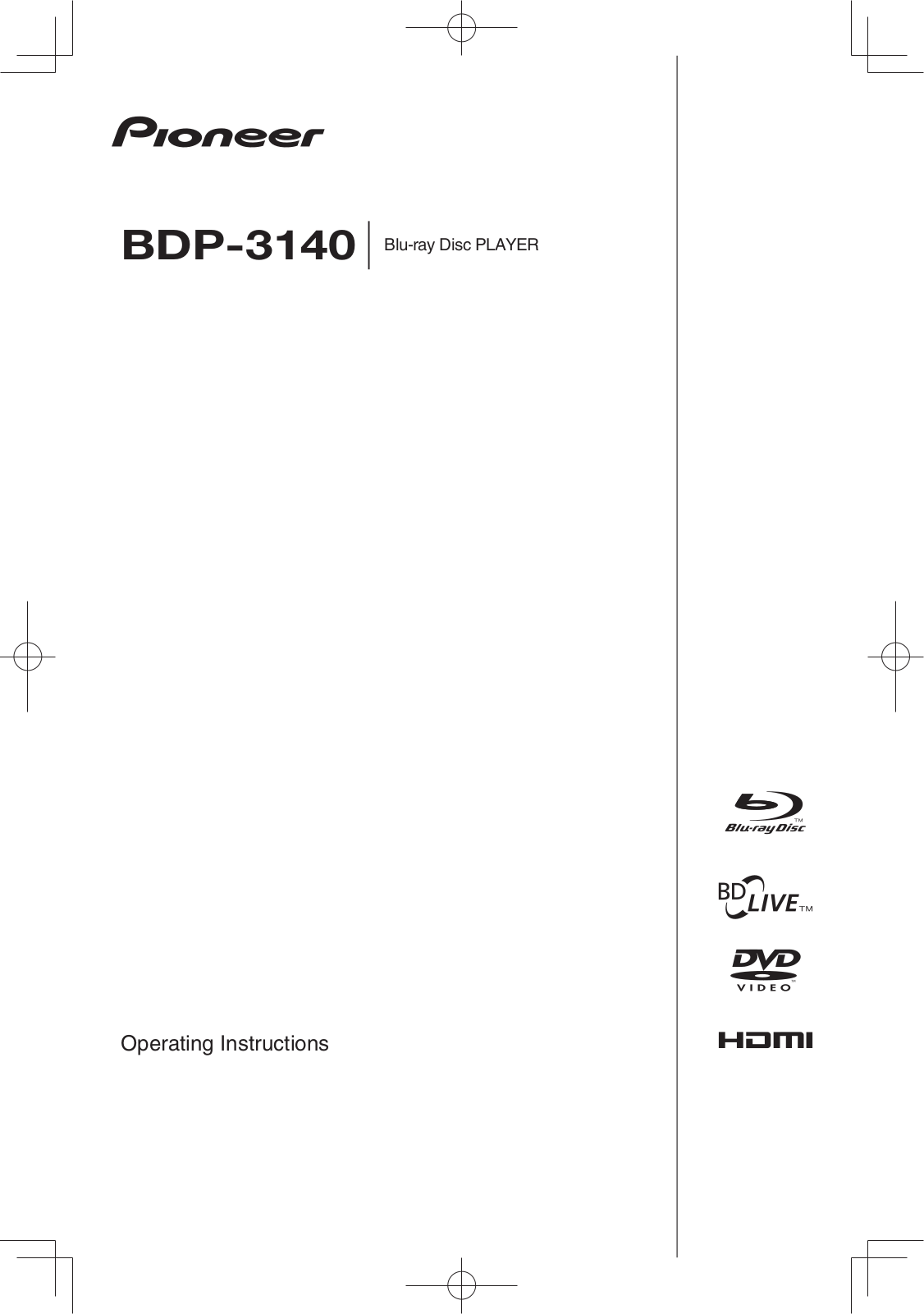 Pioneer BDP-3140 Operating Instruction