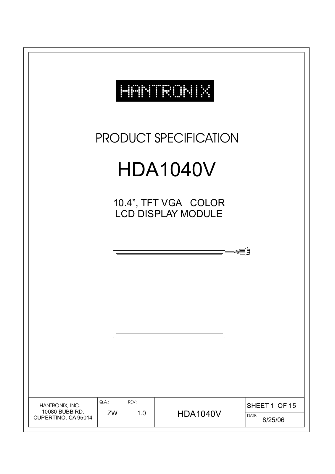 HANTRONIX HDA1040V Datasheet