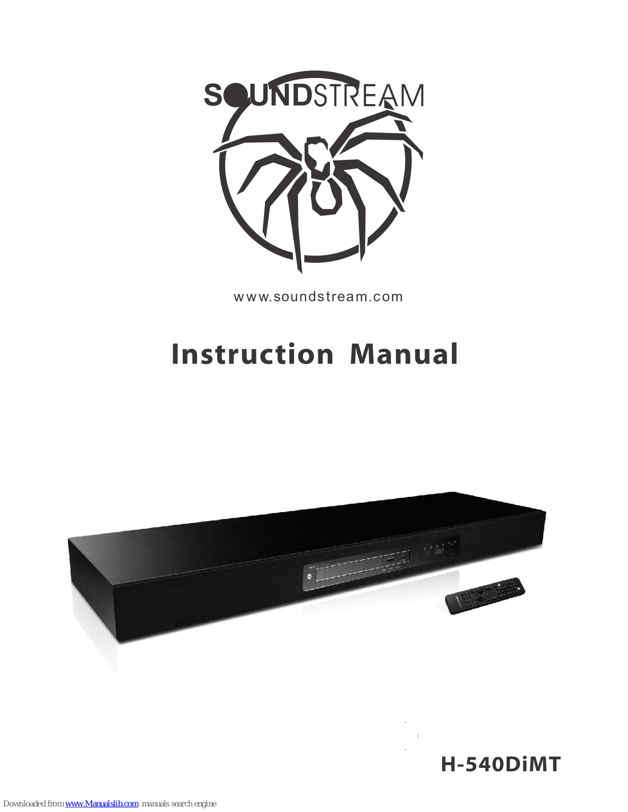 Soundstream H-540DiMT Instruction Manual