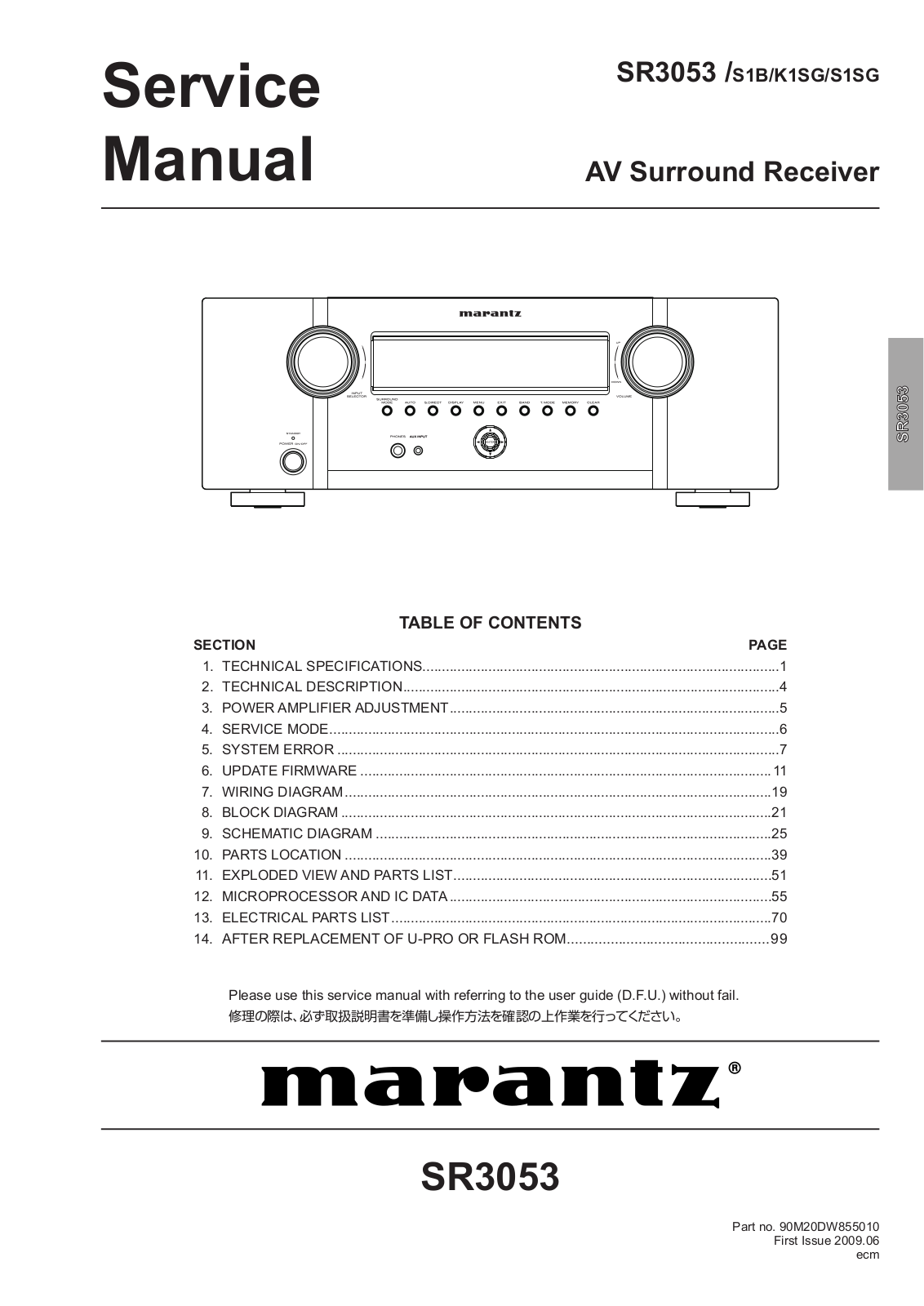 MARANTZ SR3053 Service manual