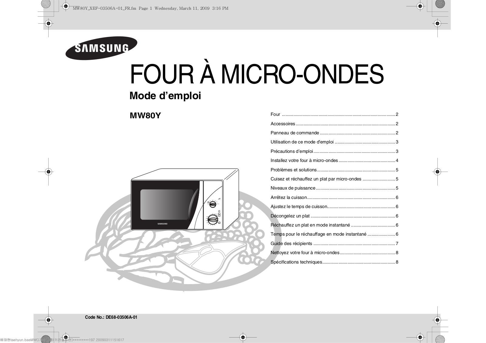 SAMSUNG MW80Y User Manual