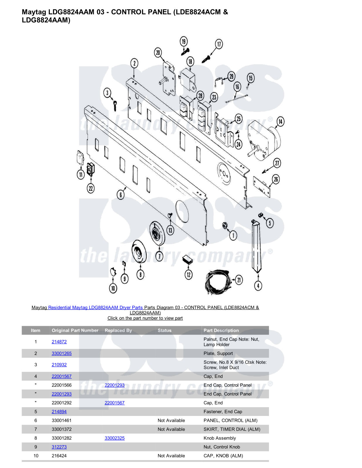 Maytag LDG8824AAM Parts Diagram