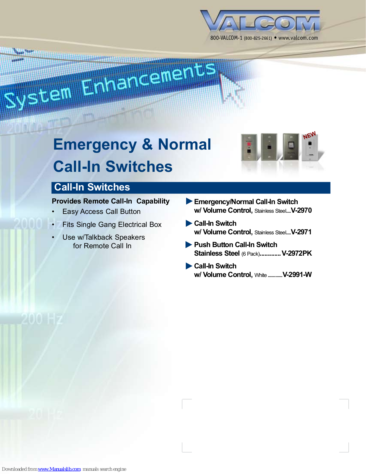 Valcom V-2970, V2-971, V-2972PK, V2991, V-2991-W Brochure