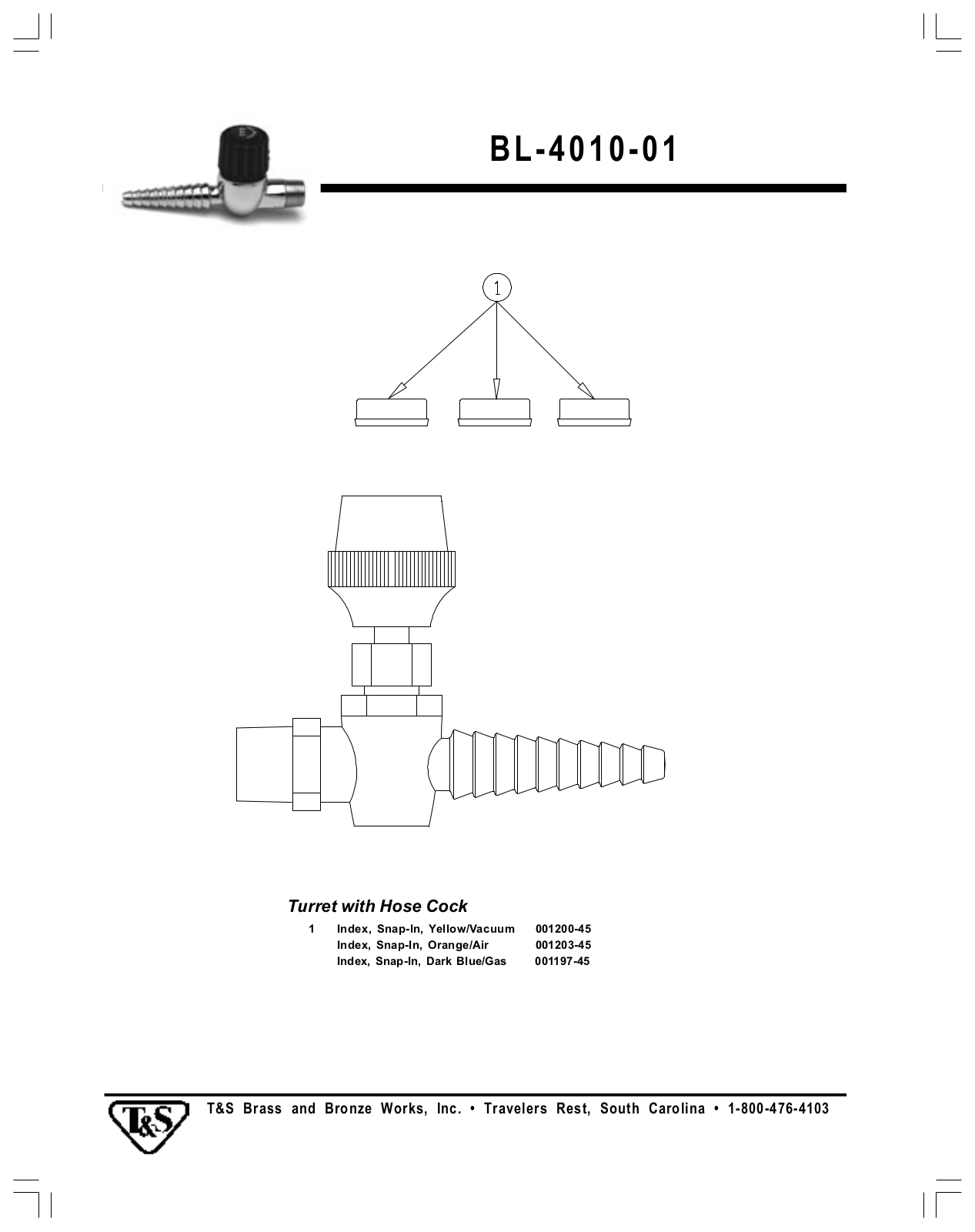 T & S Brass & Bronze Works BL-4010-01 Part Manual