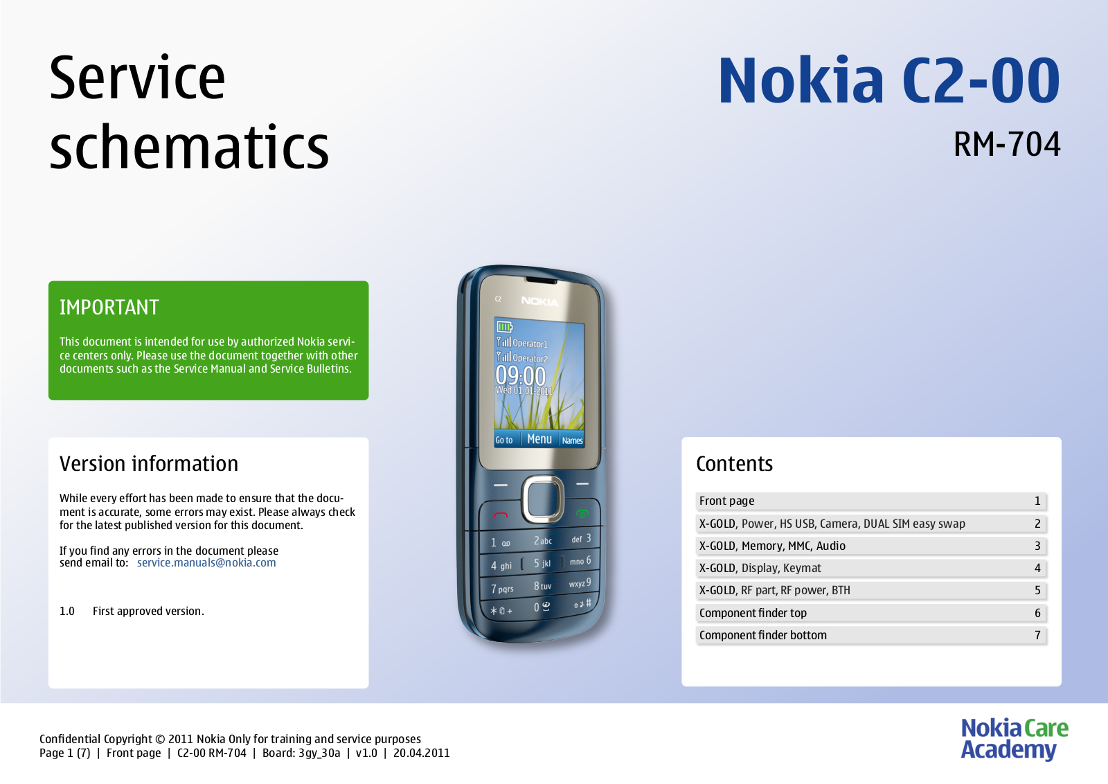 Nokia C2-00 RM-704 Schematic