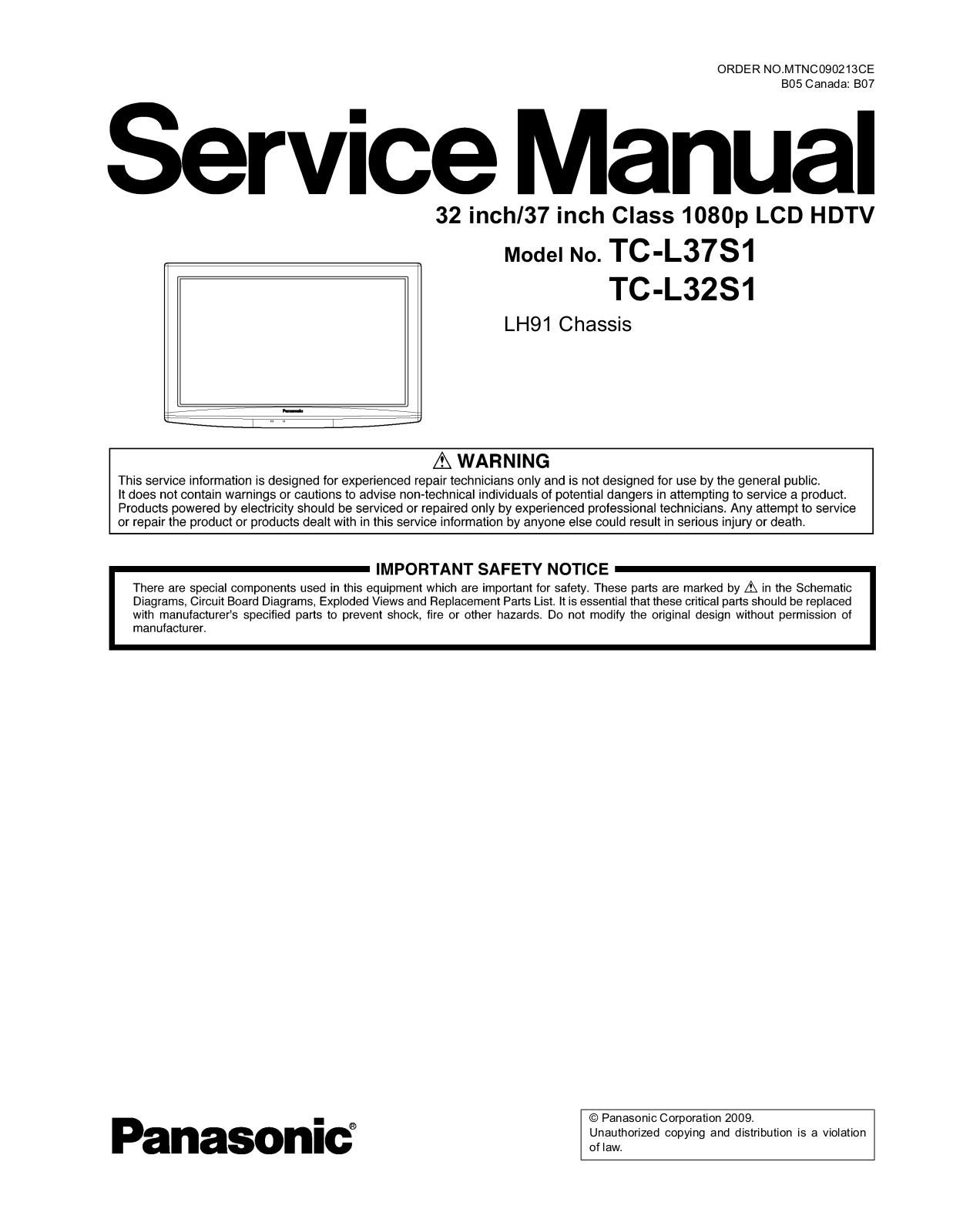 Panasonic Viera  TC-L37S1, Viera TC-L32S1 Schematic