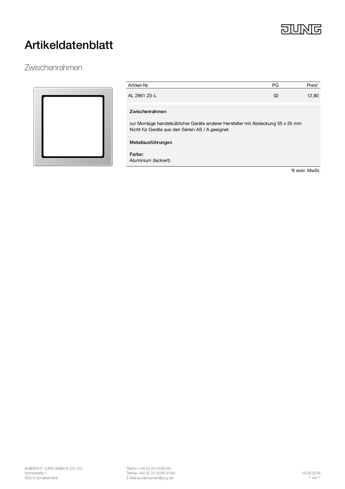 Jung AL 2961 Z5-L User Manual