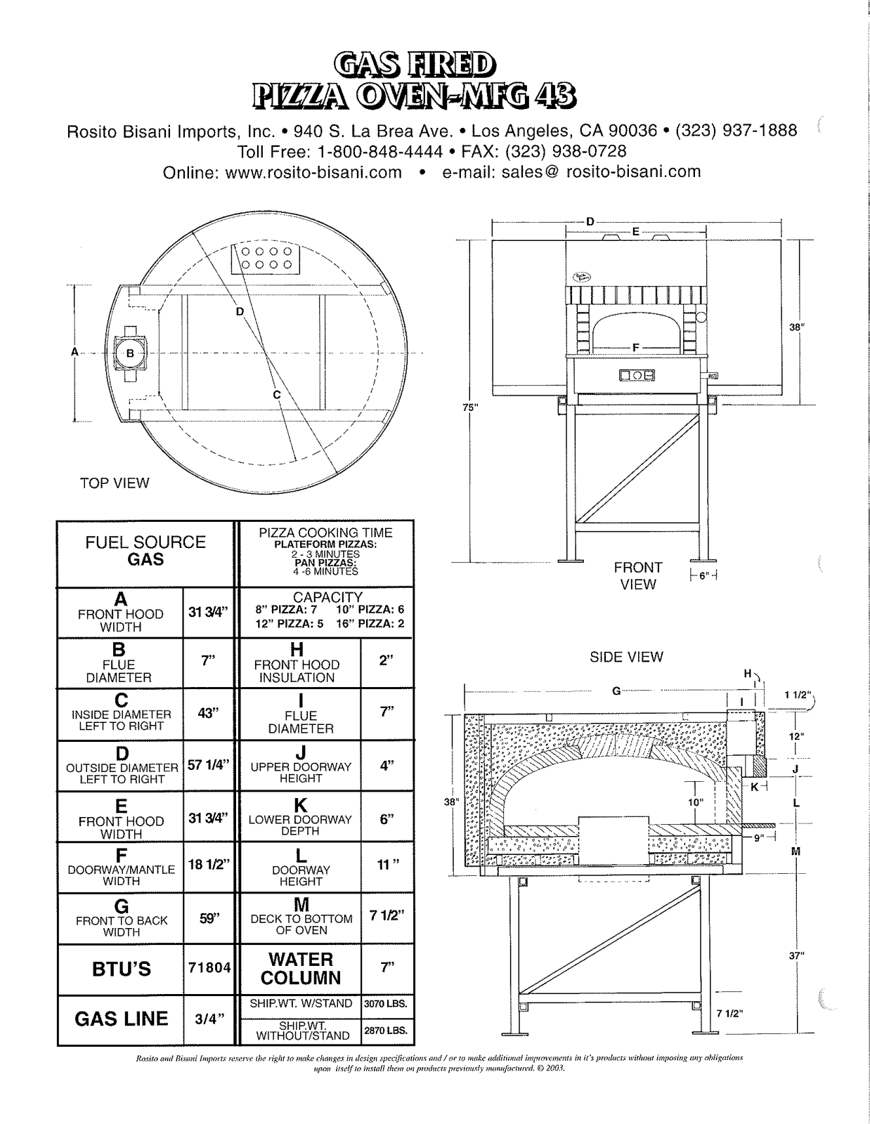 Rosito Basani MFG 43 User Manual