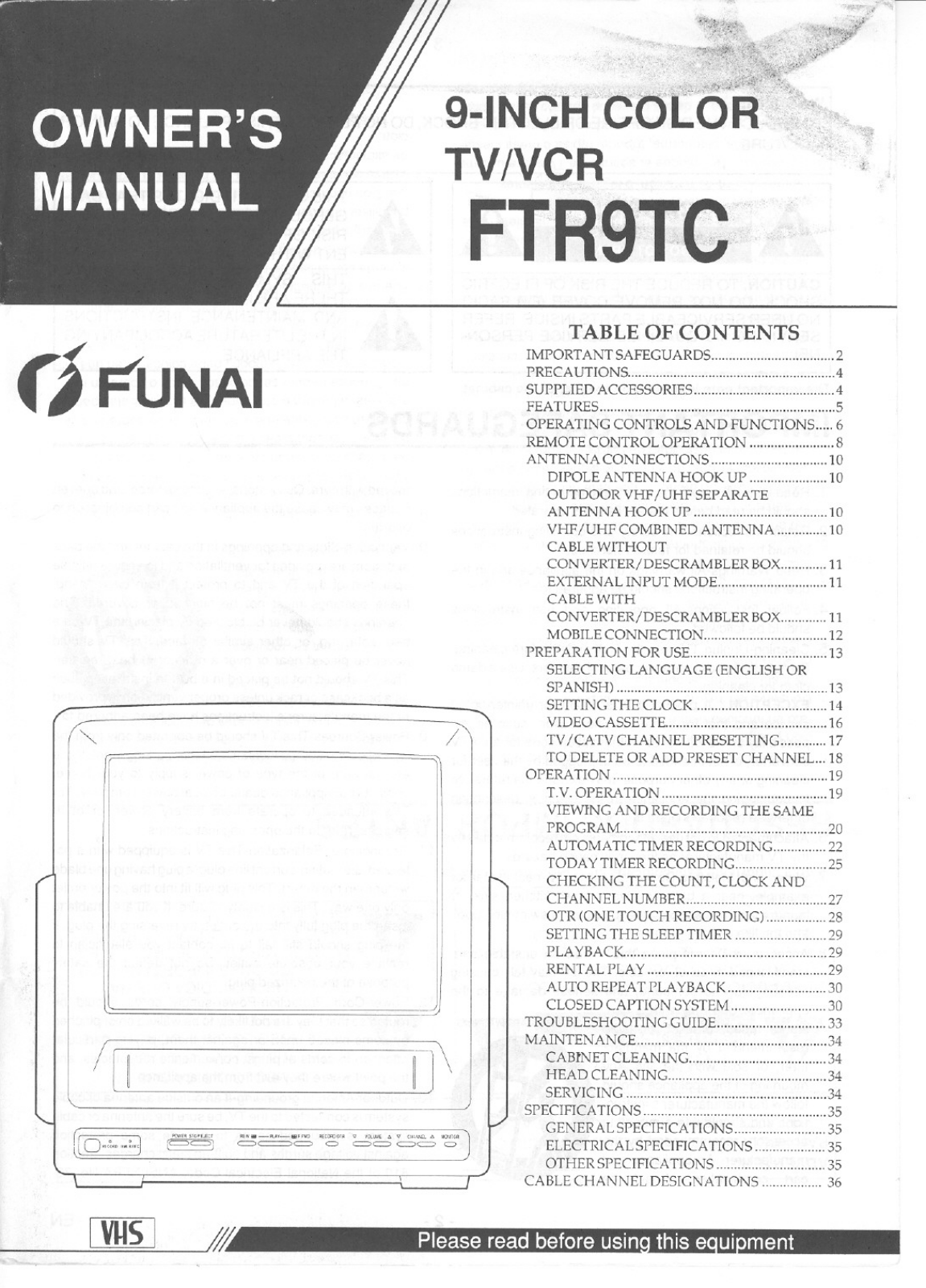 FUNAI FTR9TC User Manual