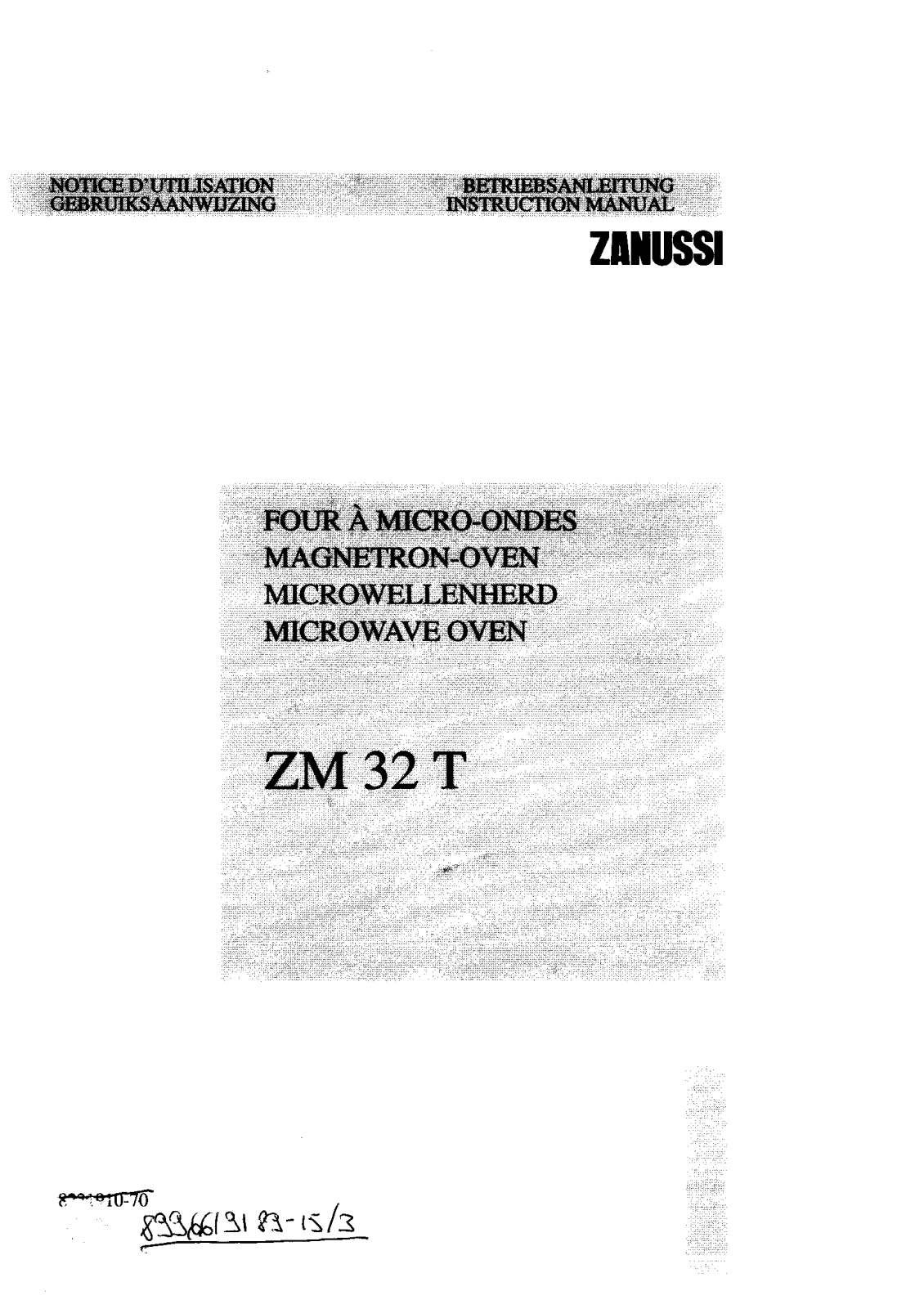 Zanussi ZM 32T K, ZM 32T W User Manual