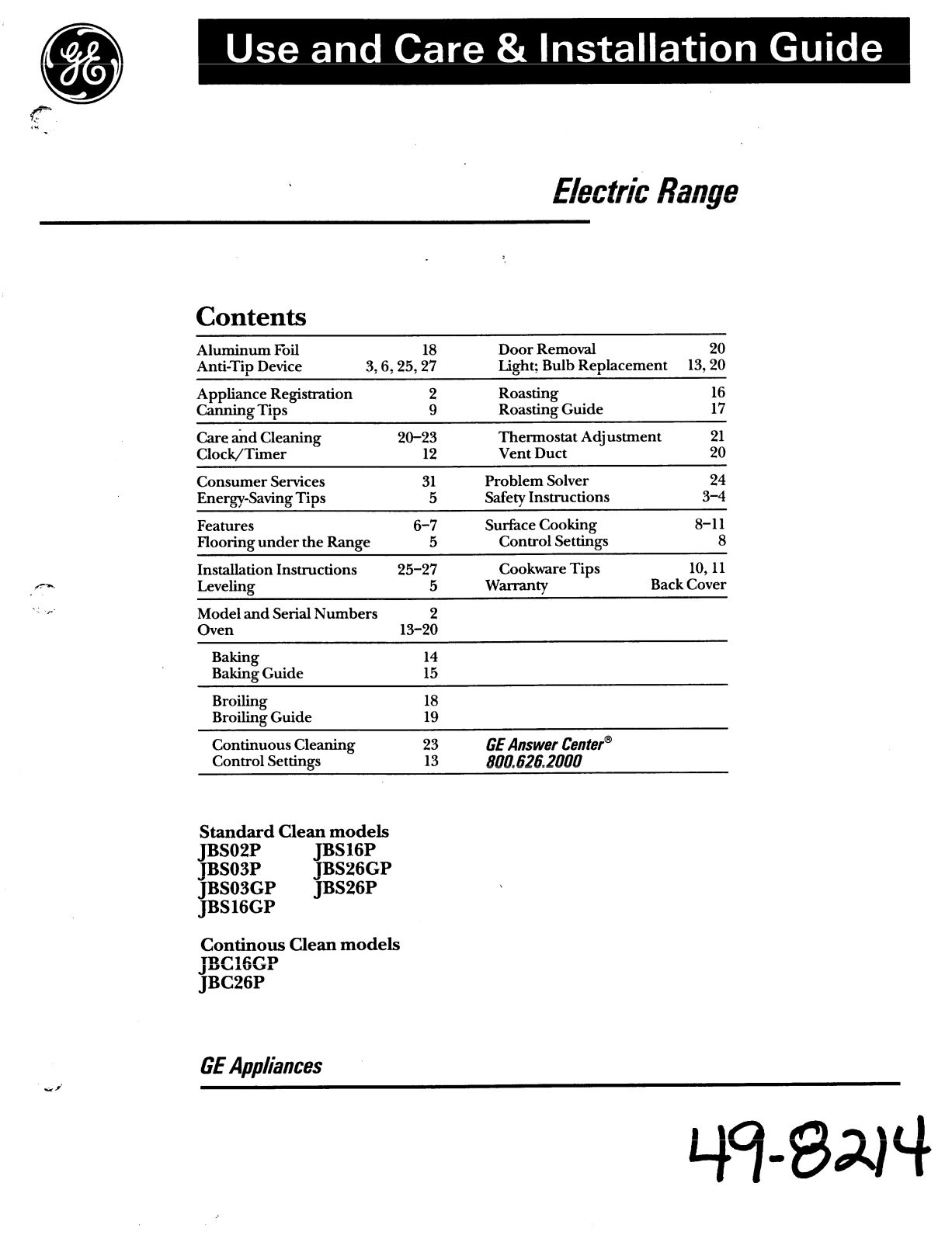 GE JBS03GP, JBS03P, JBC26P, JBC16GP, JBS02P User Manual - ManualMachine.com