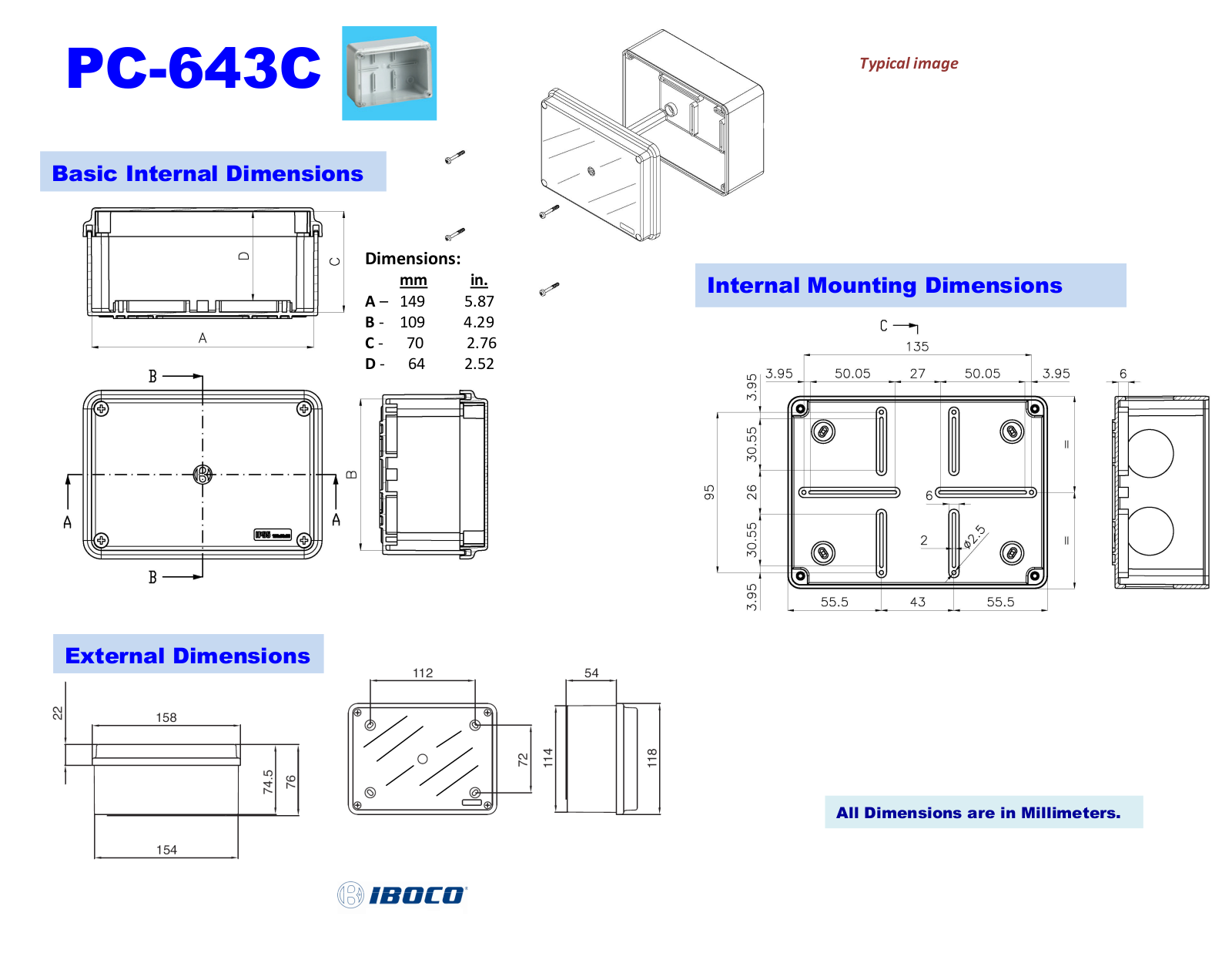 Iboco PC-643C Dimensional Sheet