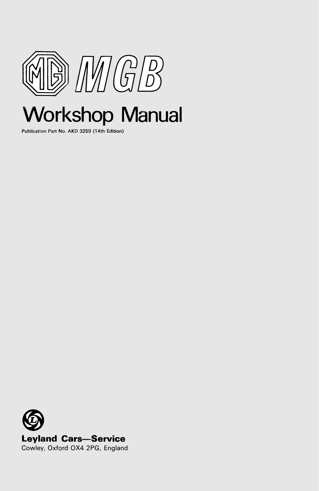 MG MGB  14th Edition User Manual