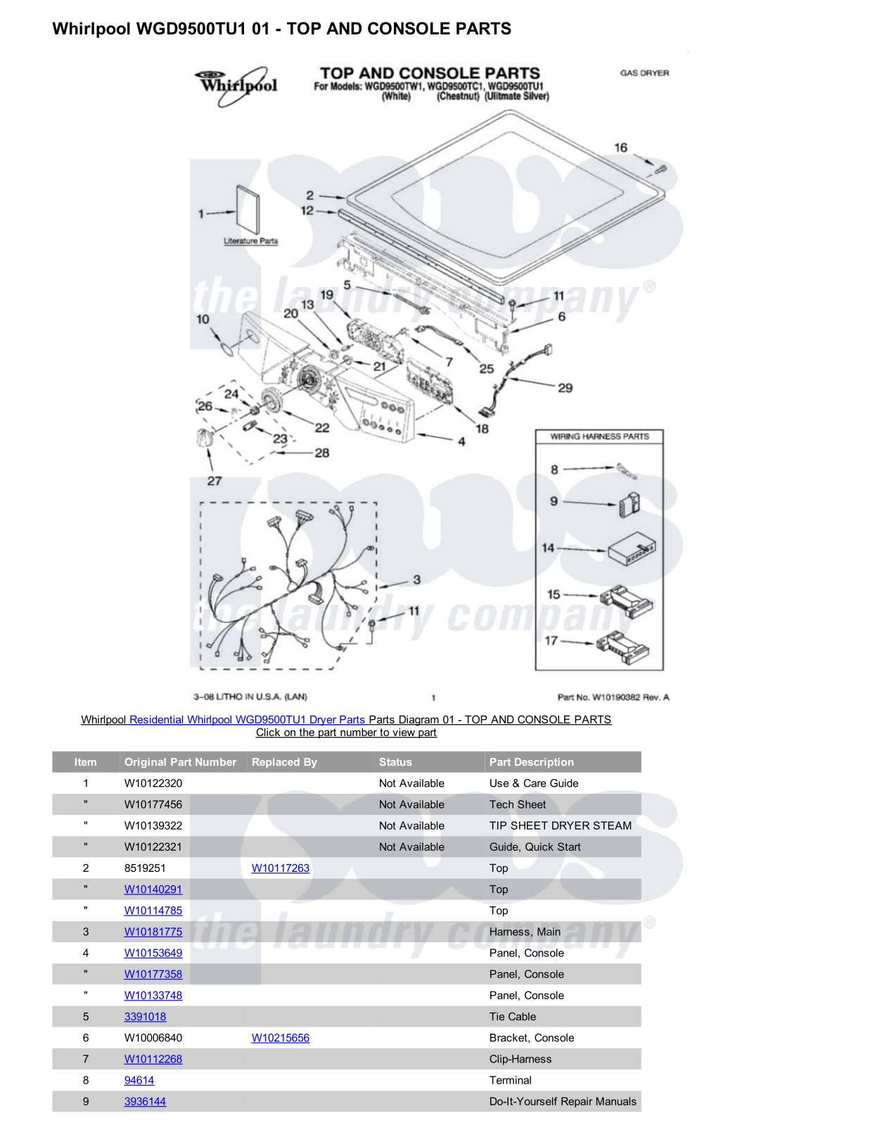 Whirlpool WGD9500TU1 Parts Diagram