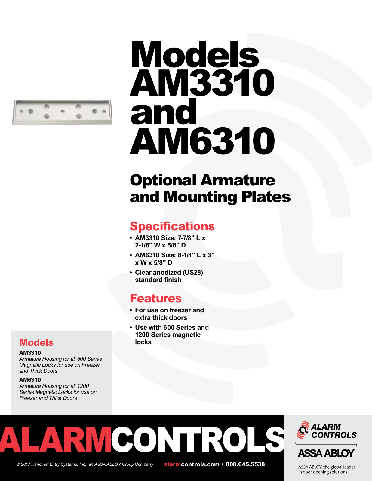 Alarm Controls AM3310, AM6310 Specsheet