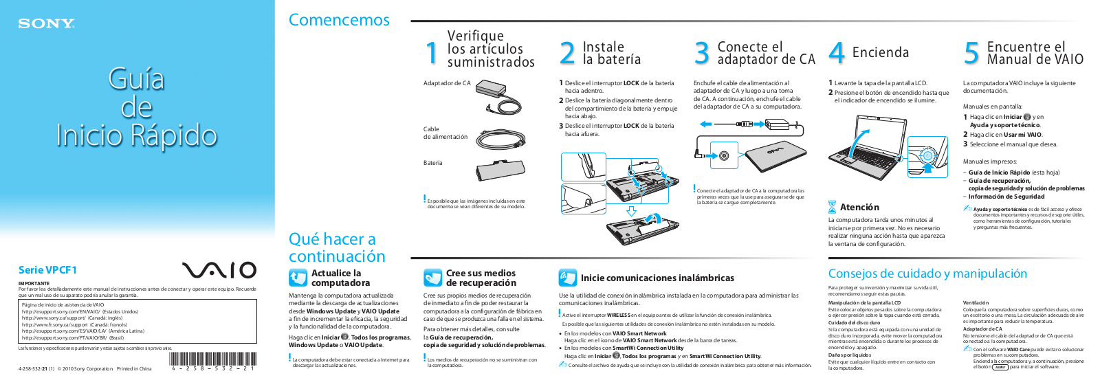 Sony VAIO VPC-F13LGX Quick start guide