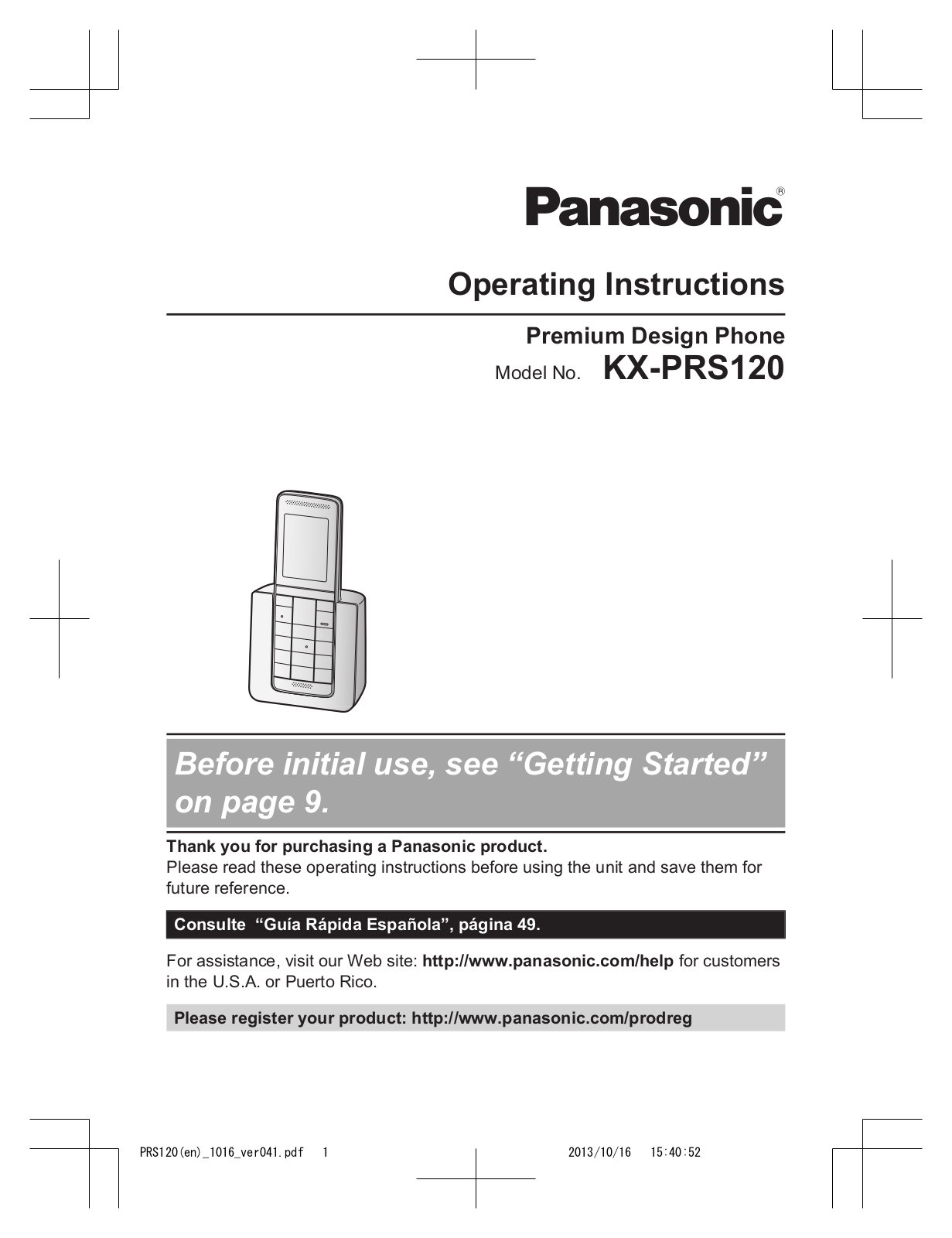 Panasonic of North America 96NKX PRS120, 96NKX PRSA10 User Manual