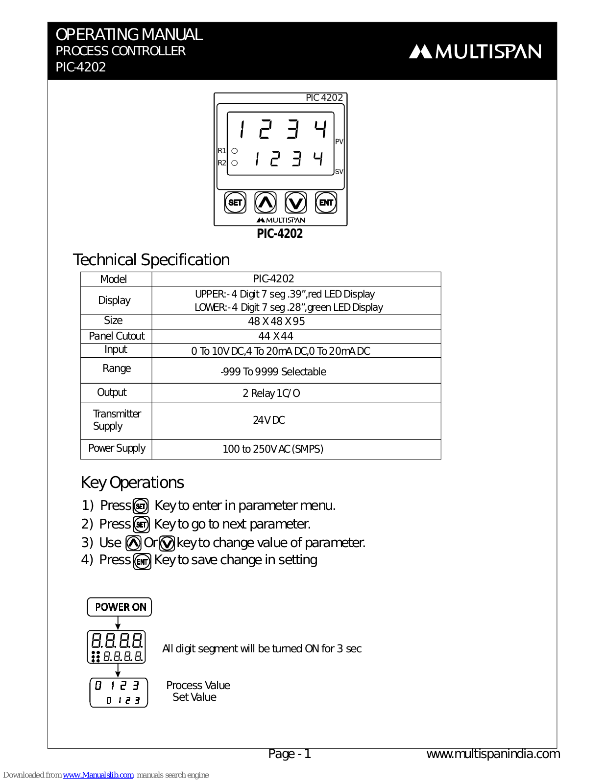 MULTISPAN PIC-4202 Operating Manual - ManualMachine.com