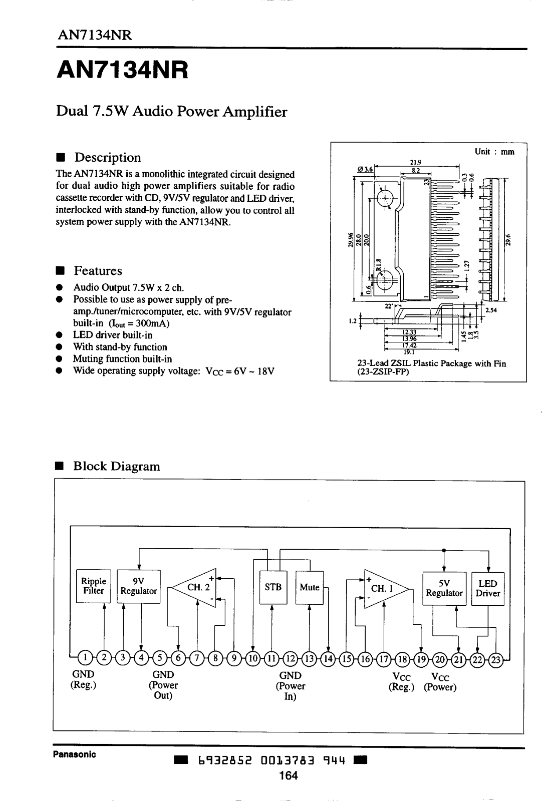 Panasonic AN7134NR Datasheet