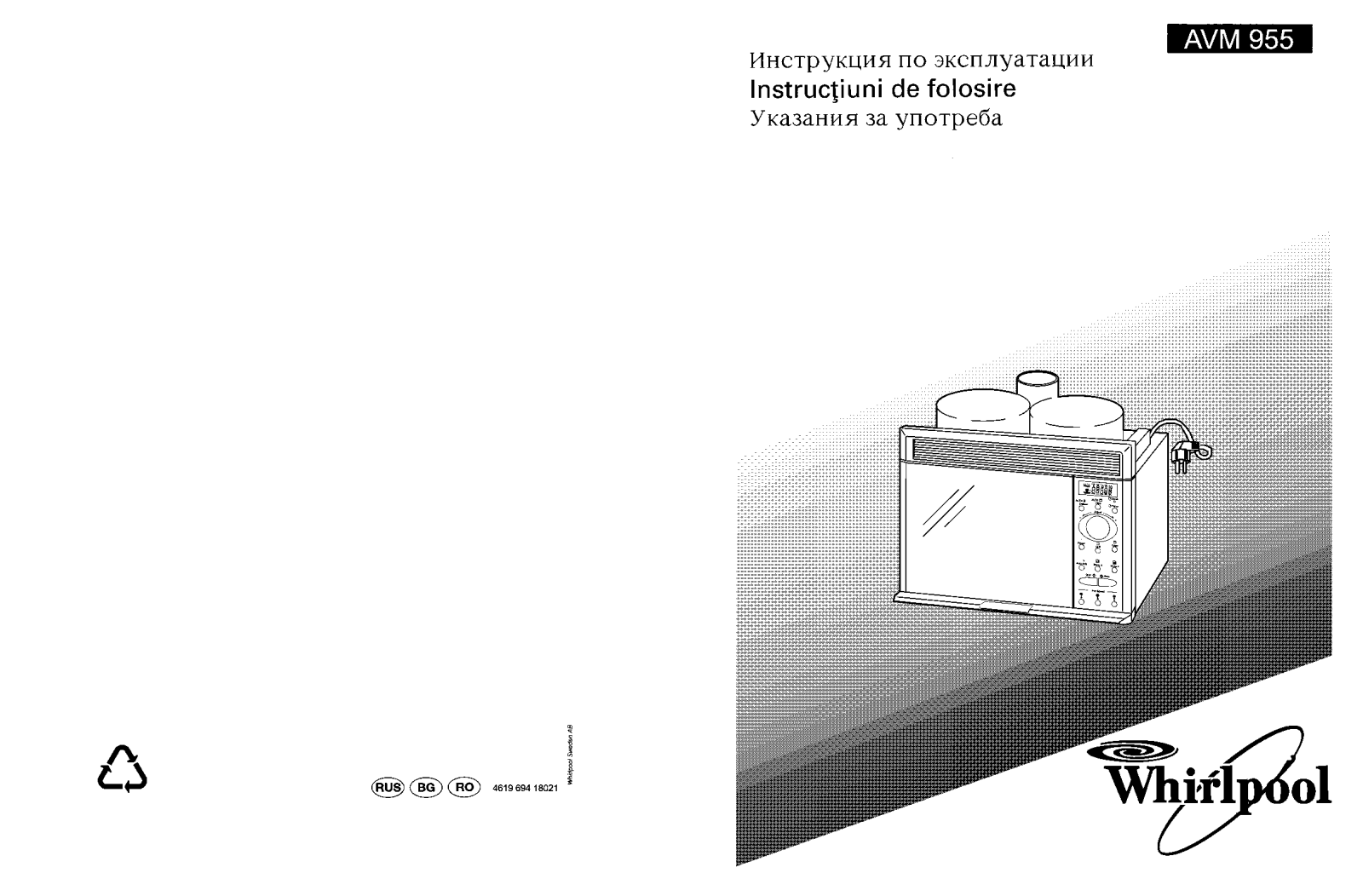 Whirlpool AVM 955 User manual