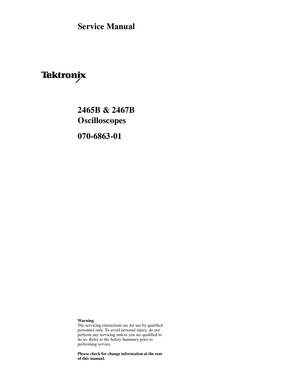 Tektronix 2467B, 2465B Service Manual