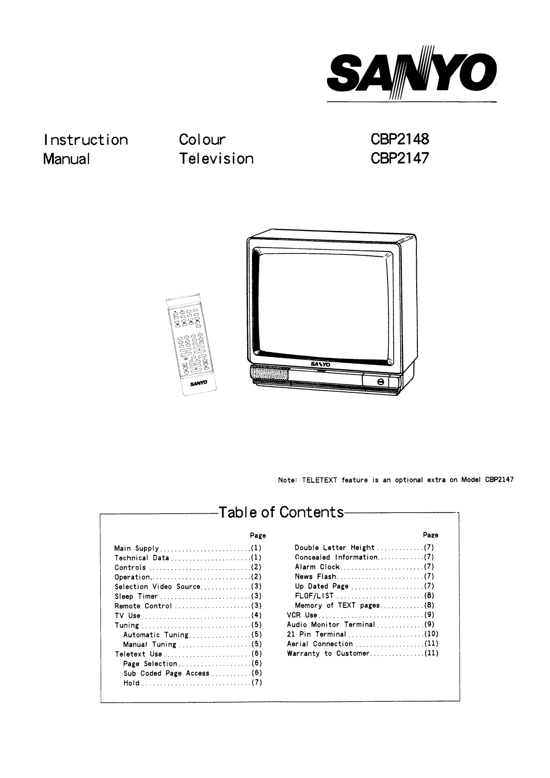 Sanyo CBP2148 Instruction Manual