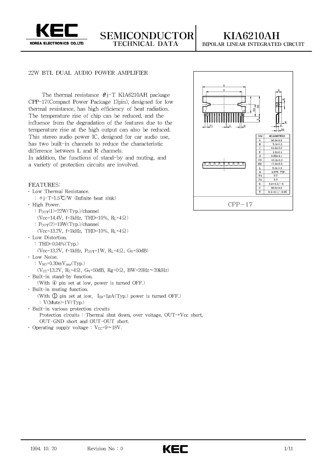 KEC KIA6210AH Datasheet