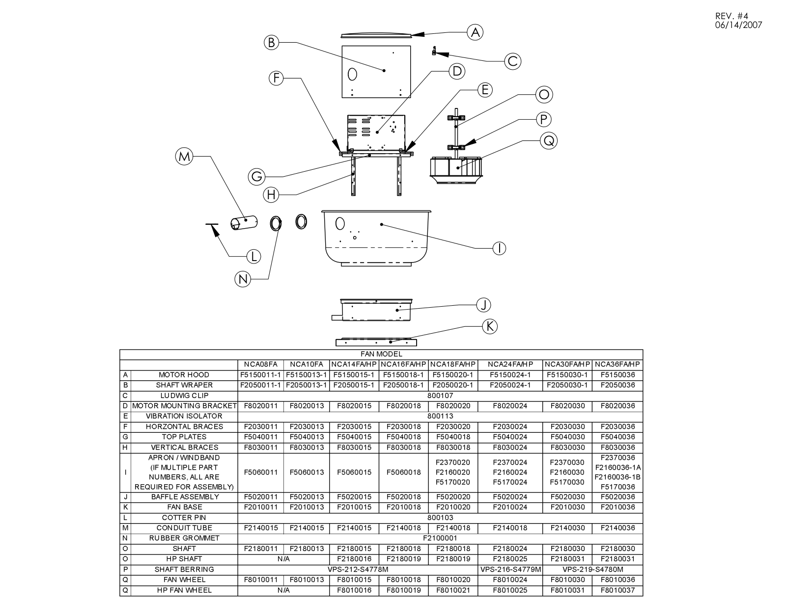 CaptiveAire NCA10FA Parts List