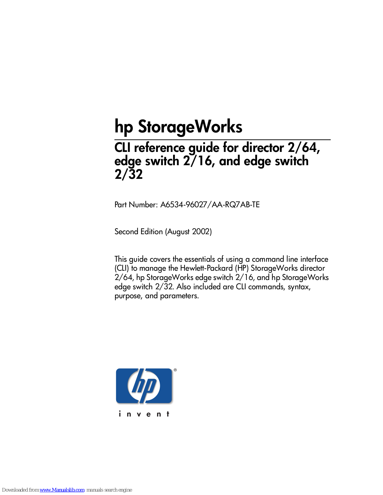 HP StorageWorks 64, StorageWorks 64 Director Cli Reference Manual