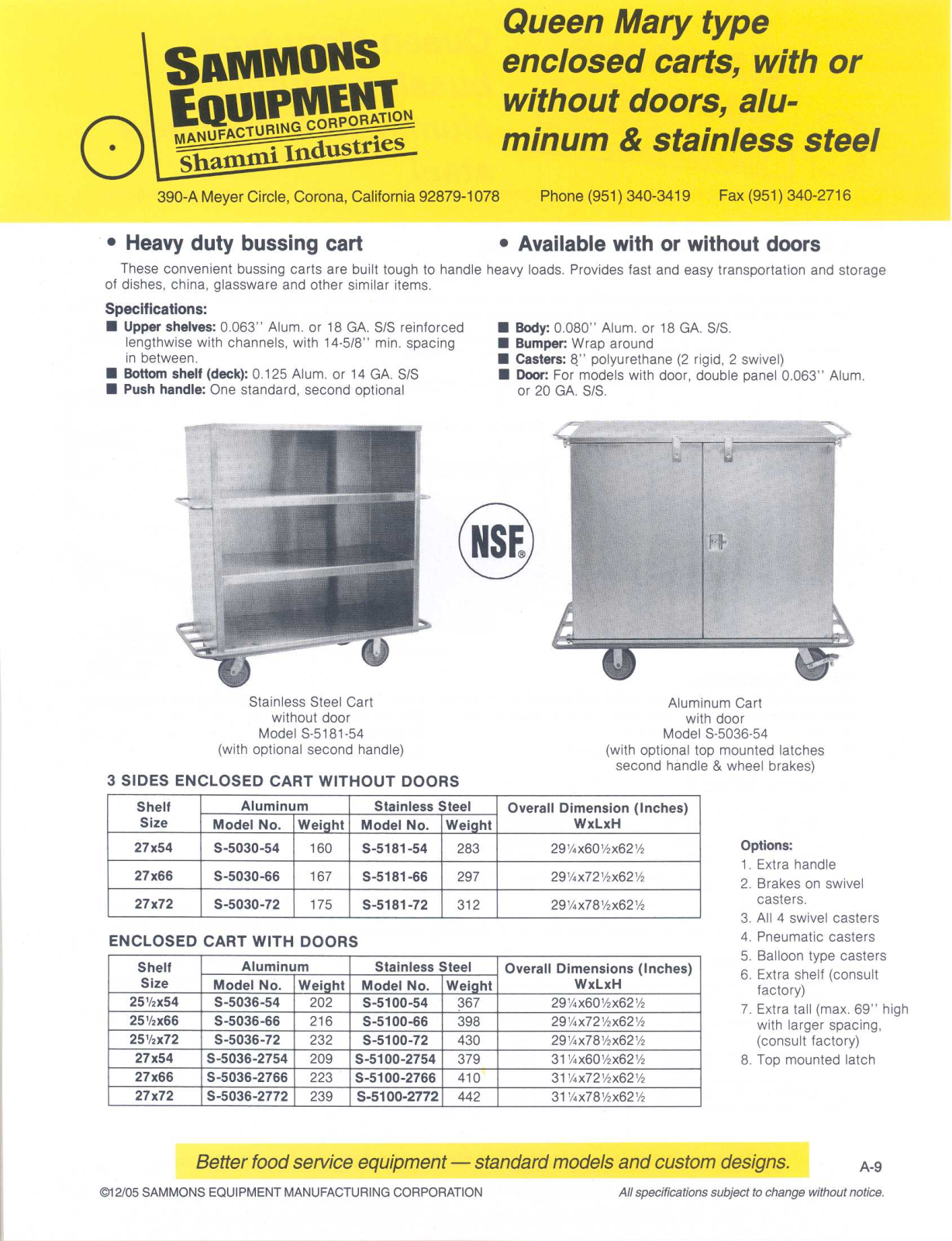 Sammons Equipment S-5030-54 User Manual