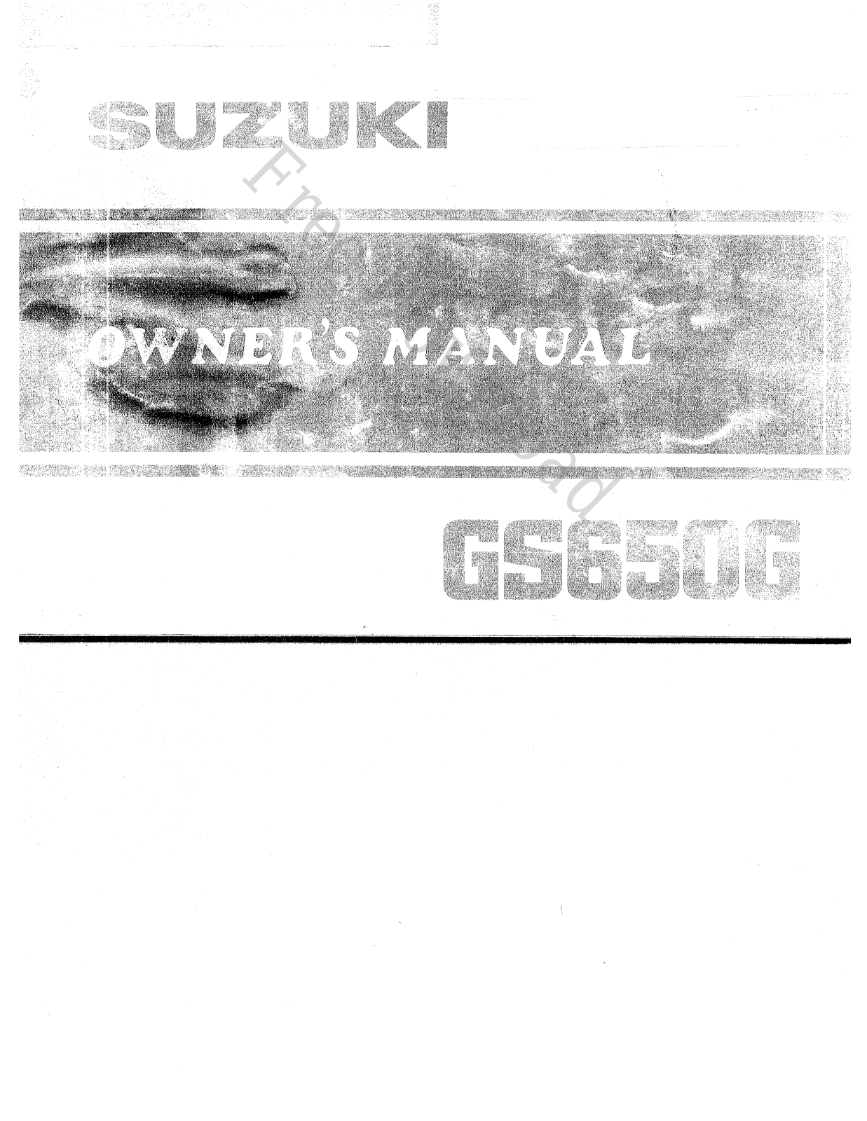 Suzuki GS650 G Owner's manual