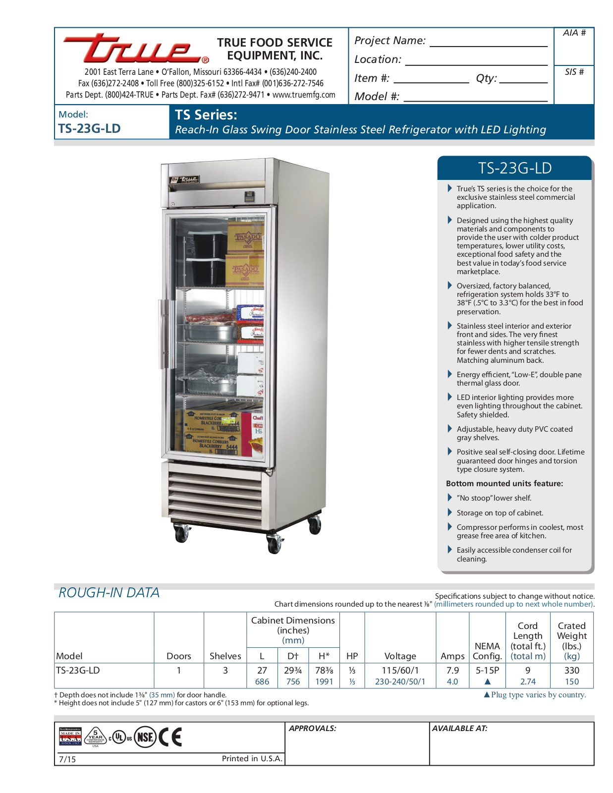 True TS-23G-LD User Manual