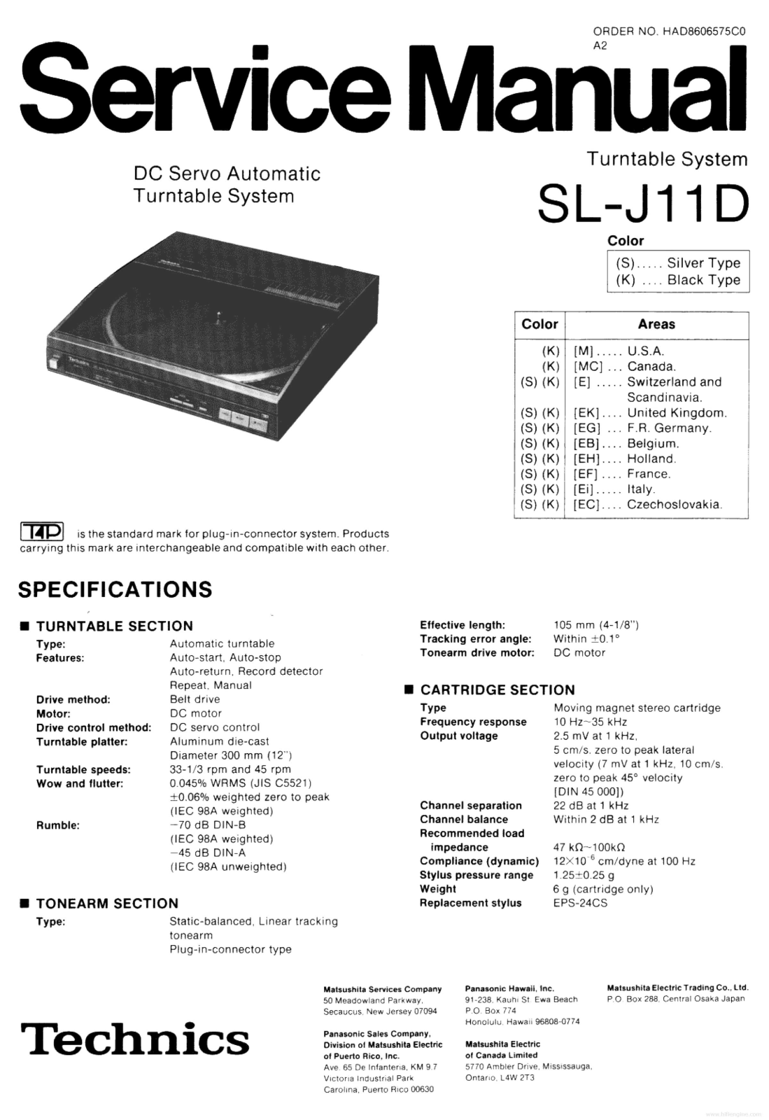 Technics sl j11d Service Manual