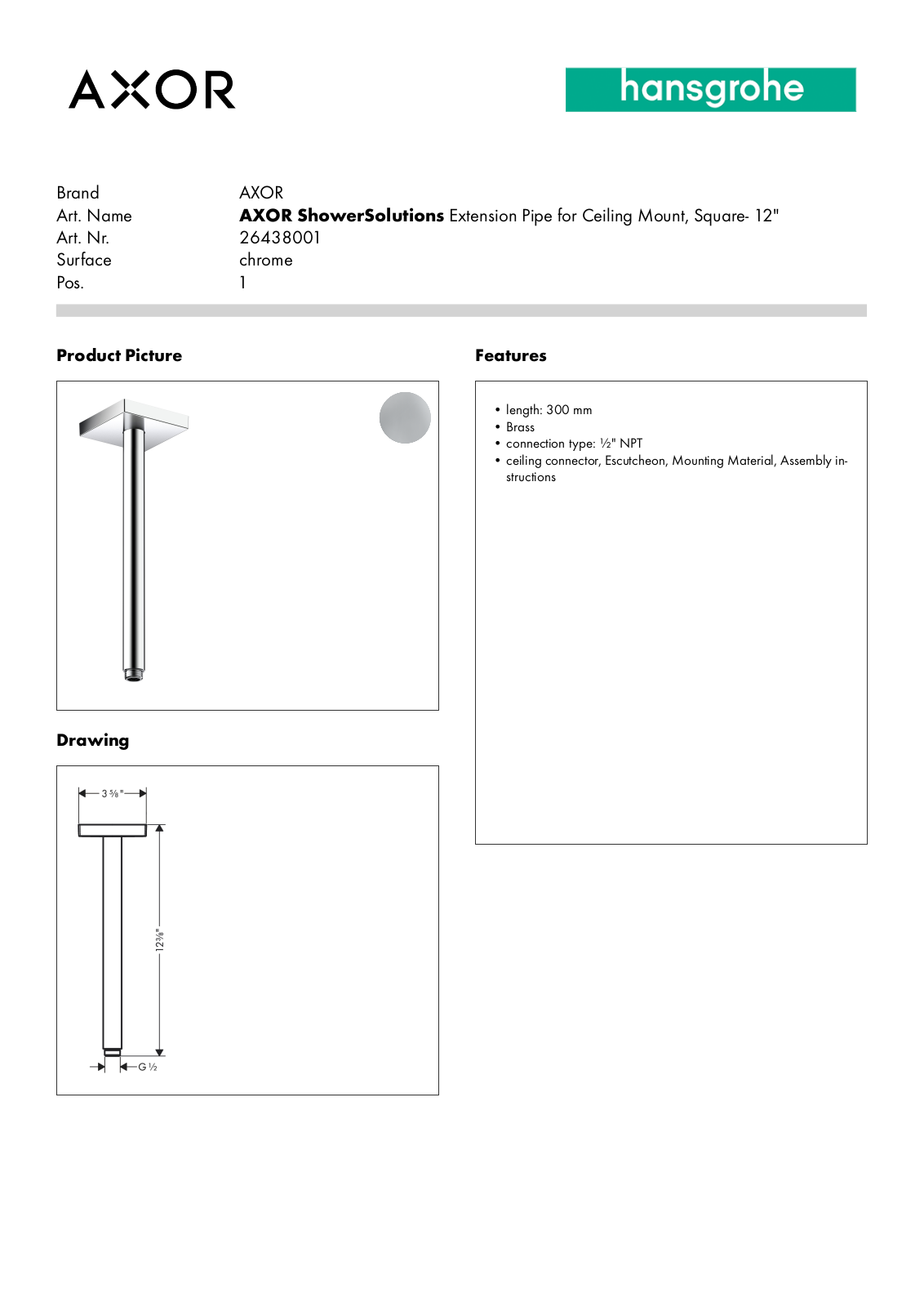 Axor BDJZ1226 Specifications - ManualMachine.com