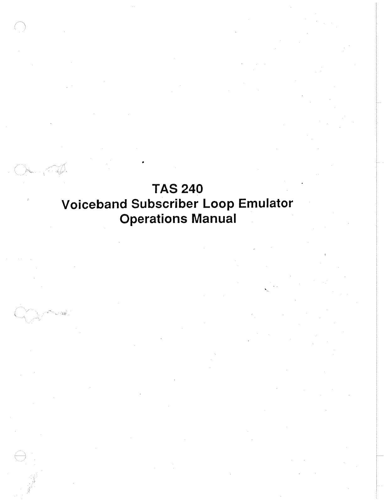 Telecom Analysis Systems TAS 240 User Manual