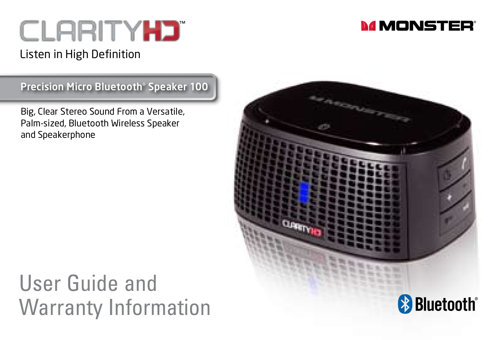 Monster ClarityHD Precision Micro Bluetooth Speaker 100 User Manual