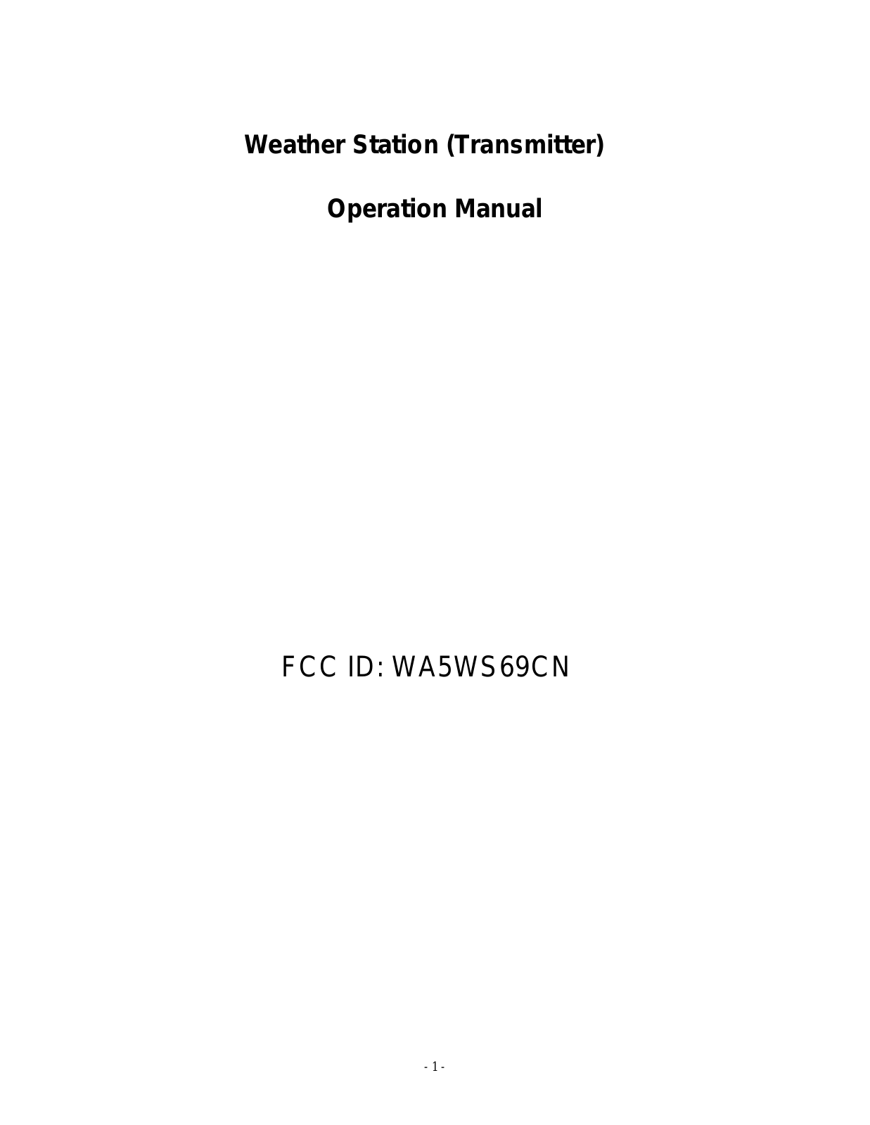 Fine Offset Electronics WS69CN User Manual