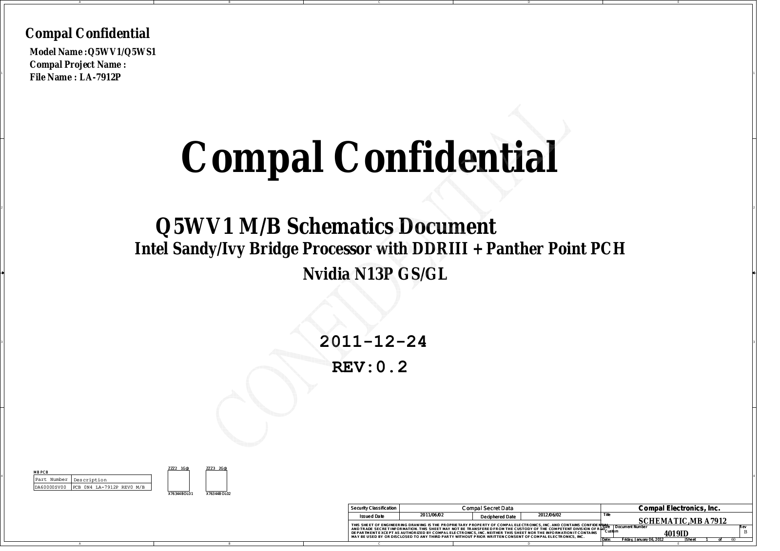 Acer LA-7912P Q5WV1, Aspire E1-531, Aspire E1-571, Aspire V3-531, Aspire V3-571 Schematic