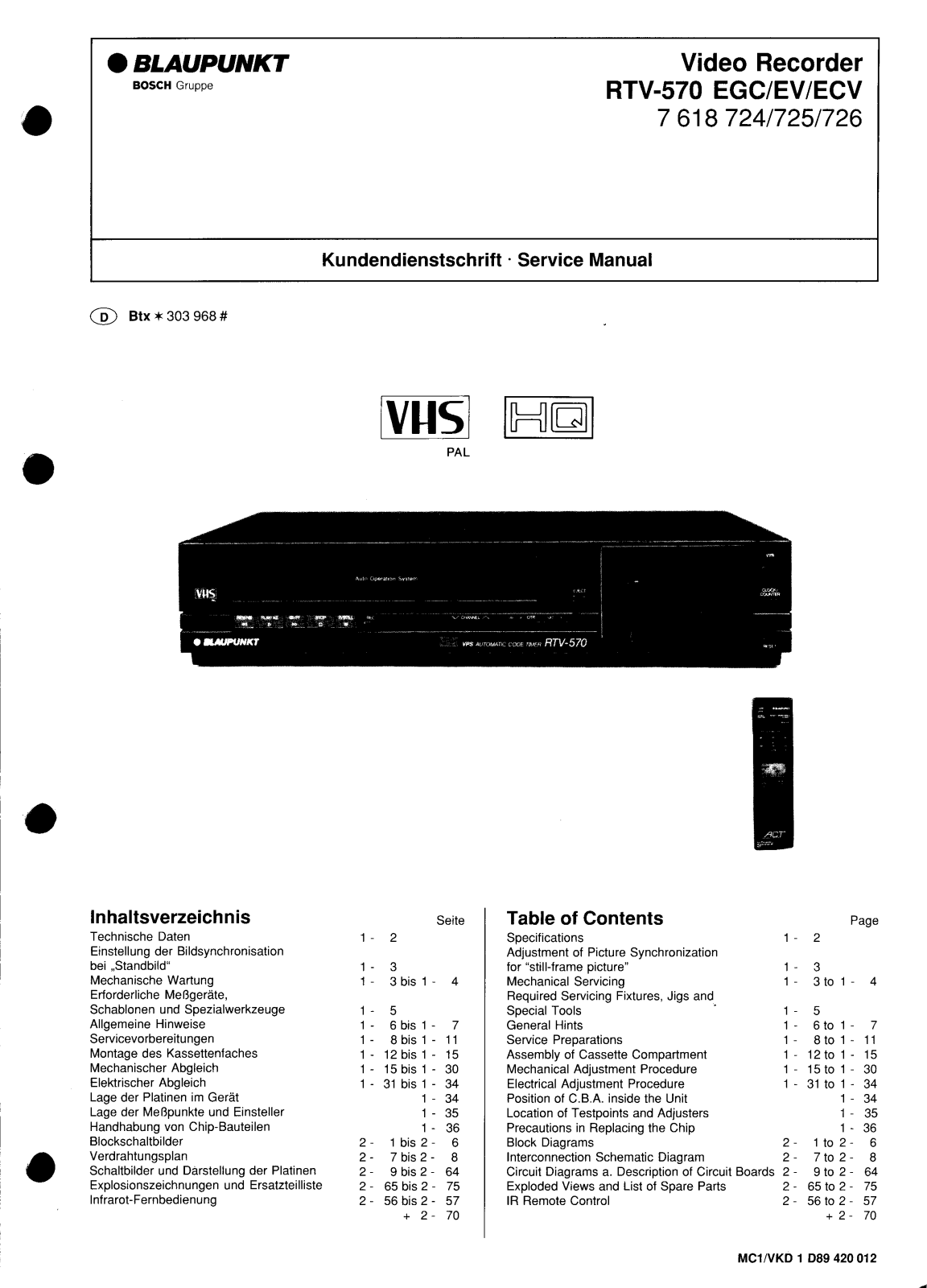 Blaupunkt RTV-570-EGC-EV-ECV-SM Schematic