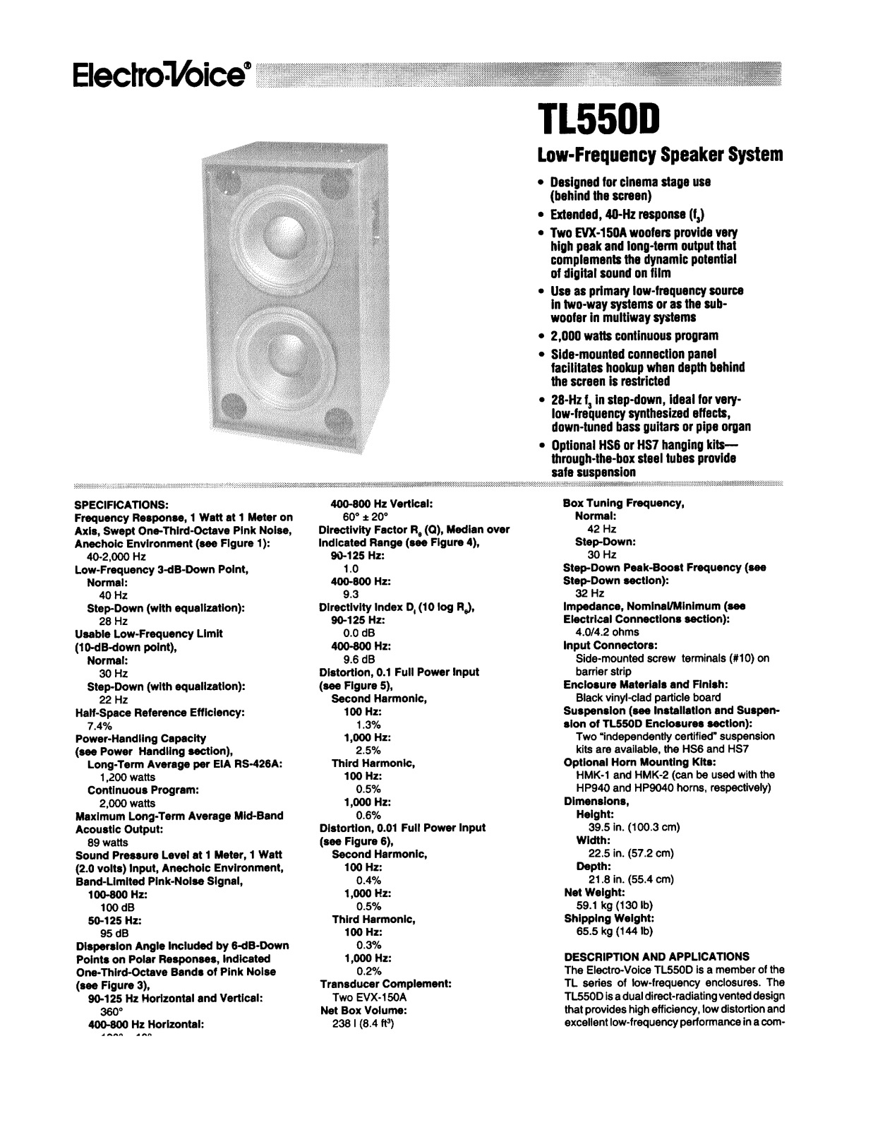 Electro-Voice TS550D User Manual