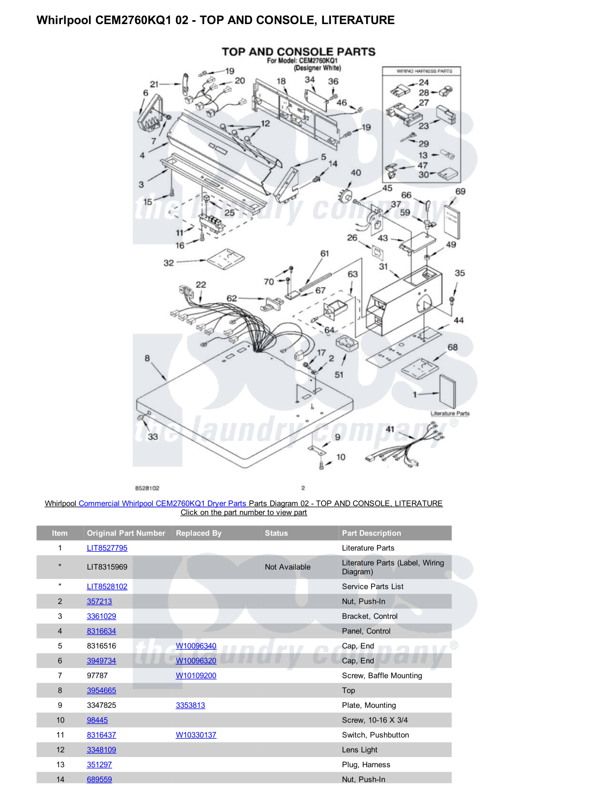 Whirlpool CEM2760KQ1 Parts Diagram